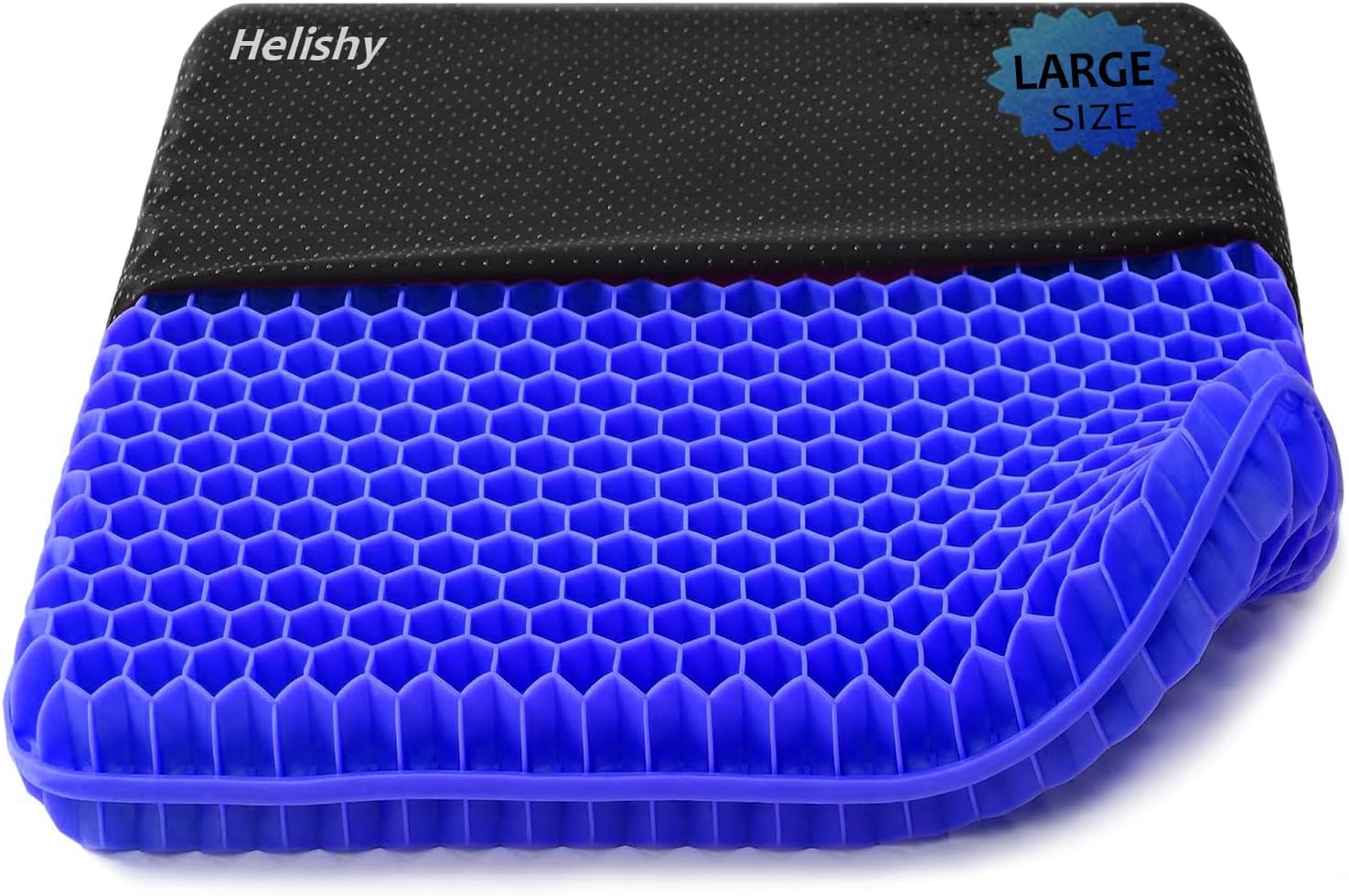 Gel Seat Cushion, Double Thick Egg Gel Cushion for Pressure Pain Relief, Breathable Wheelchair Cushion Chair Pads for Car Seat Office Chair Extra large (17.5*17.5*1.7inch) Blue