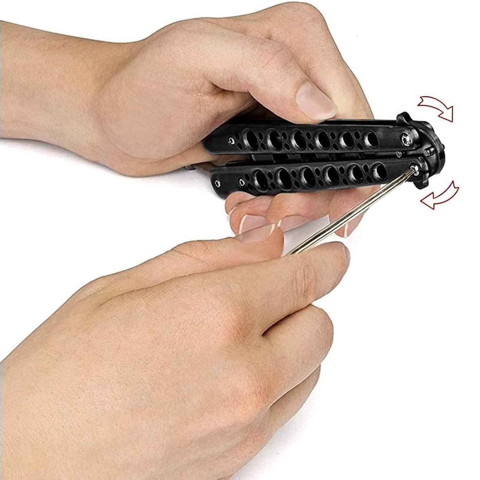 Cuchillo de mariposa de entrenamiento acero inoxidable no afilado (Negro)