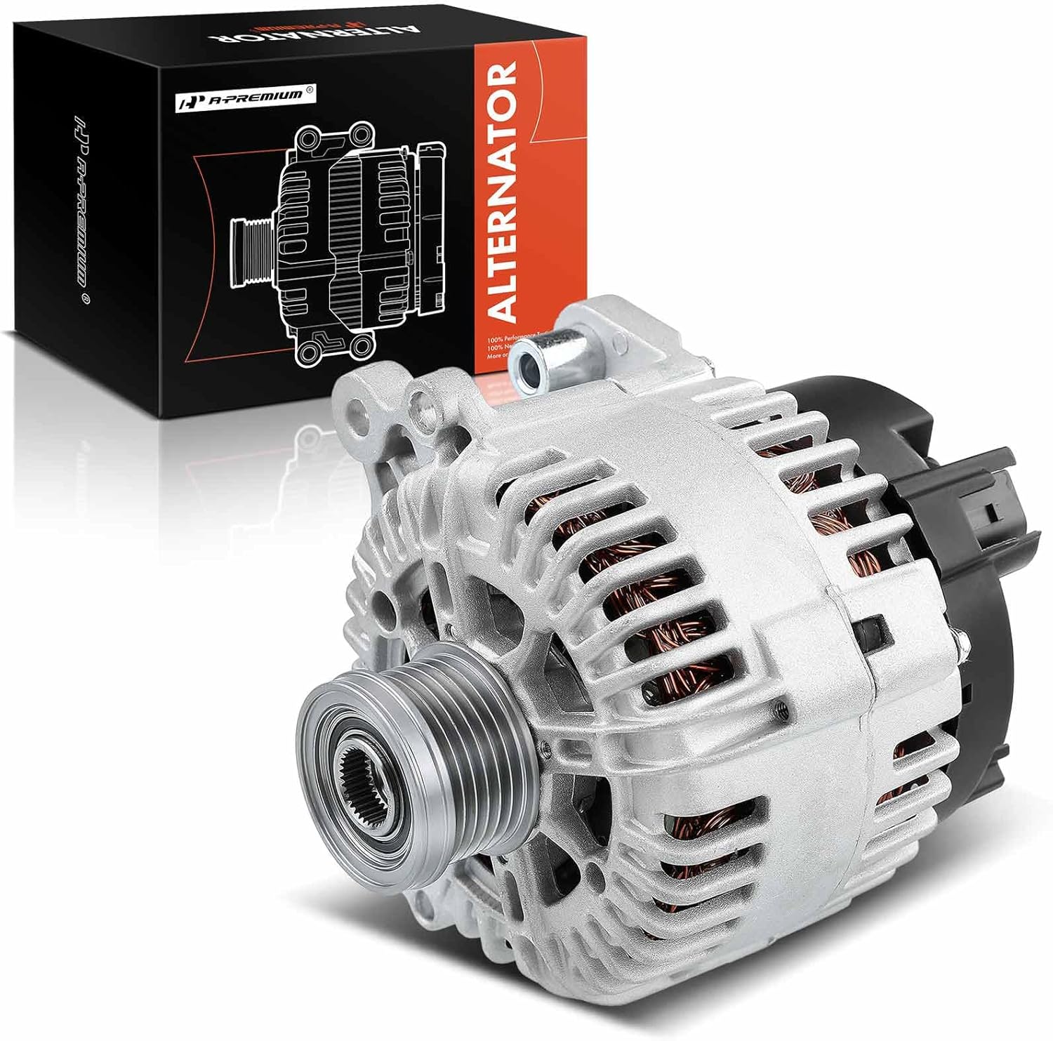 A-Premium Alternator Compatible with Volkswagen Jetta 06-15, Beetle 13-14, Passat 06-17, Golf 10-14 & Audi A3 06-13, TT Quattro, 12V 140Amp CW 6-Groove Clutch Pulley