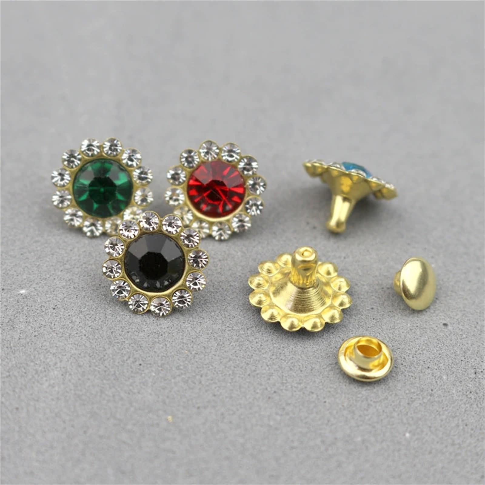 Nity z kryształami metalowymi, Nity z kryształu górskiego 200 zestawów 12 mm wielokolorowe kryształowe ćwieki Diamante do skóry DIY włosów