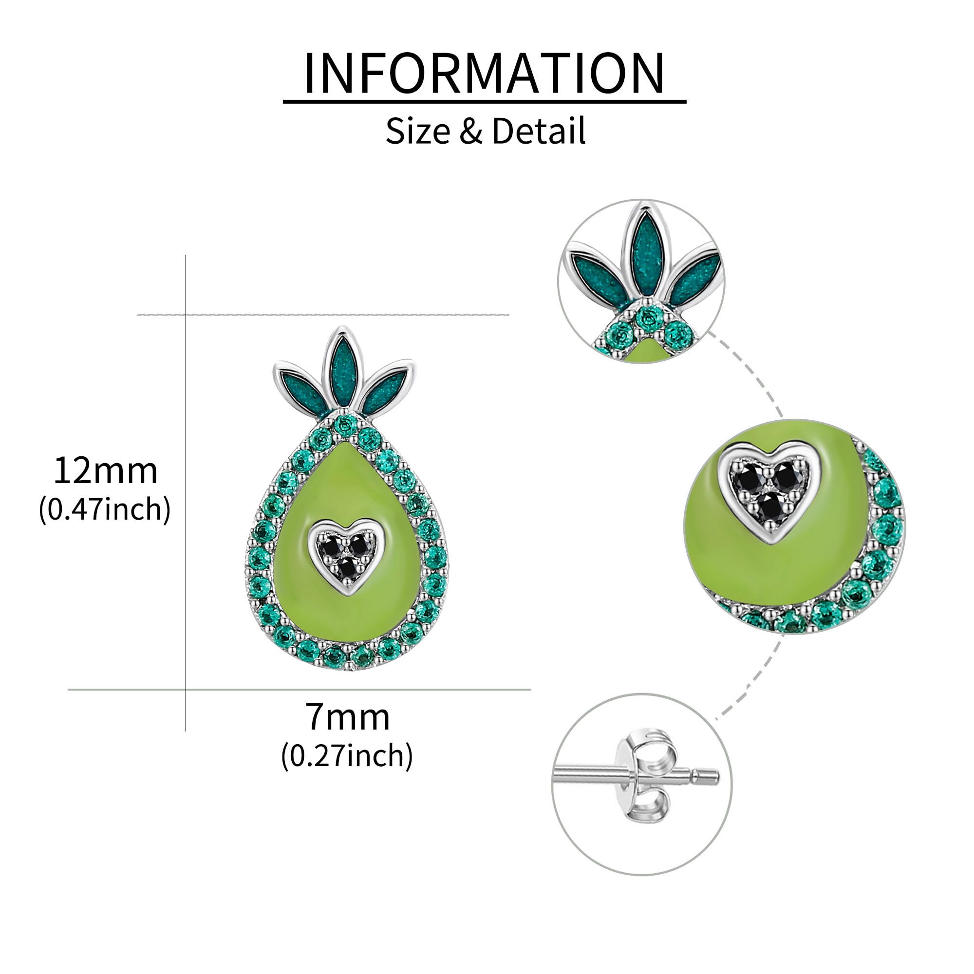 DAYLINLOVE Avocado/Kirsche/Donut/Lilien aus dem Tal/Musiknote/Anatomisches Herz Ohrringe 925 Sterling Silber Süßer Schmuck für Frauen Freund Geburtstags Geschenke