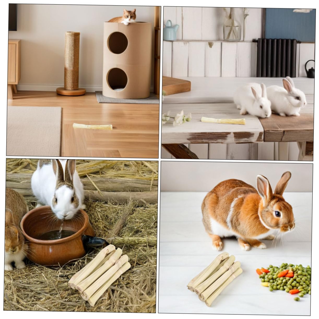 Didiseaon Varillas Dulces para Conejos y Roedores Pequeños Juguetes Masticables Interactivos para Chinchillas Hámsters y Cobayas Promueven Higiene Oral y Diversión