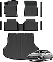 GALVAGNITE Floor Mats for Hyundai Elantra Gas 2021-2026: All-Weather Custom Fit w/ Trunk Liner & Door Sill Guards (Not Hybrid)