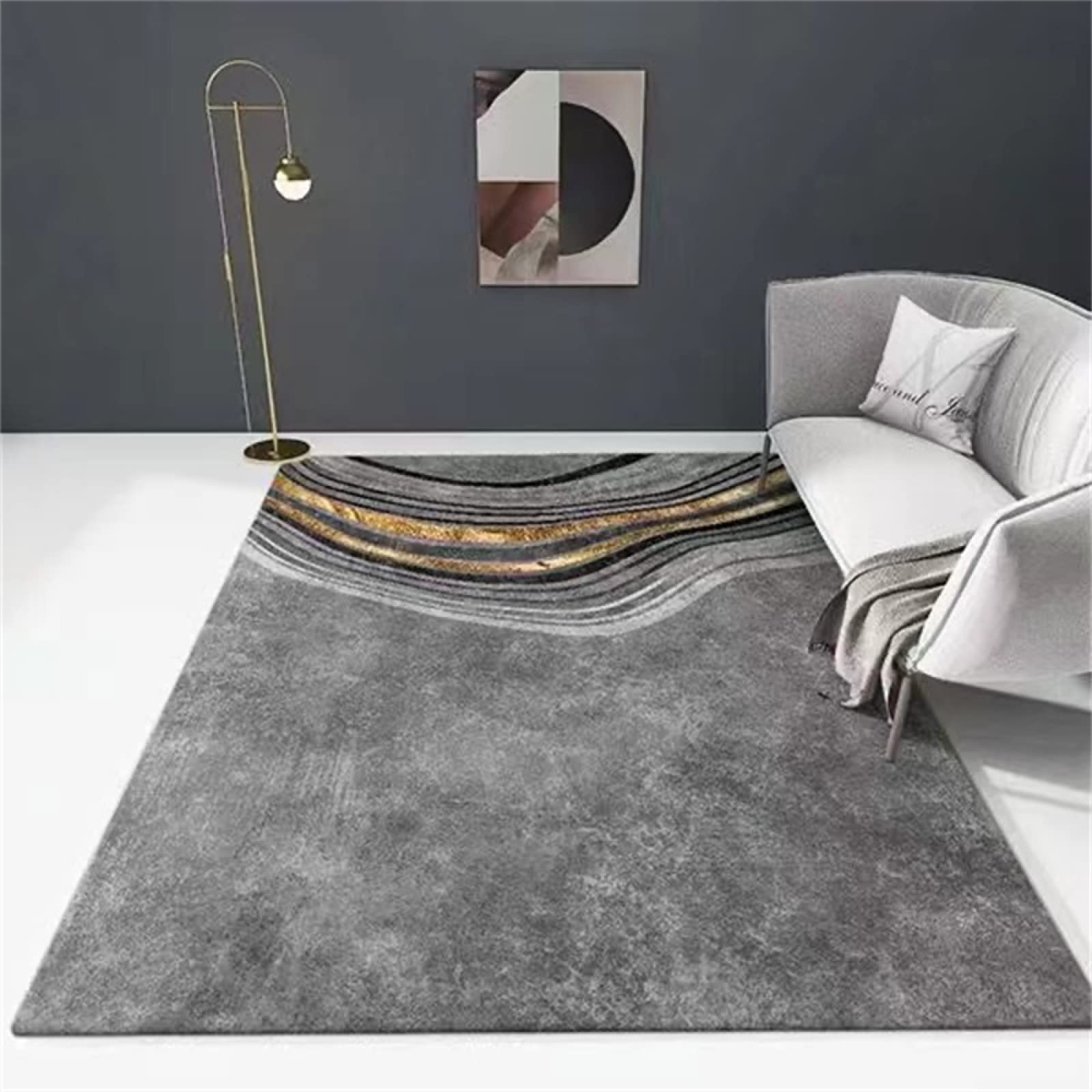 Tapis anti-dérapant 70x140cm gris pour salon cuisine et descente de lit chambre