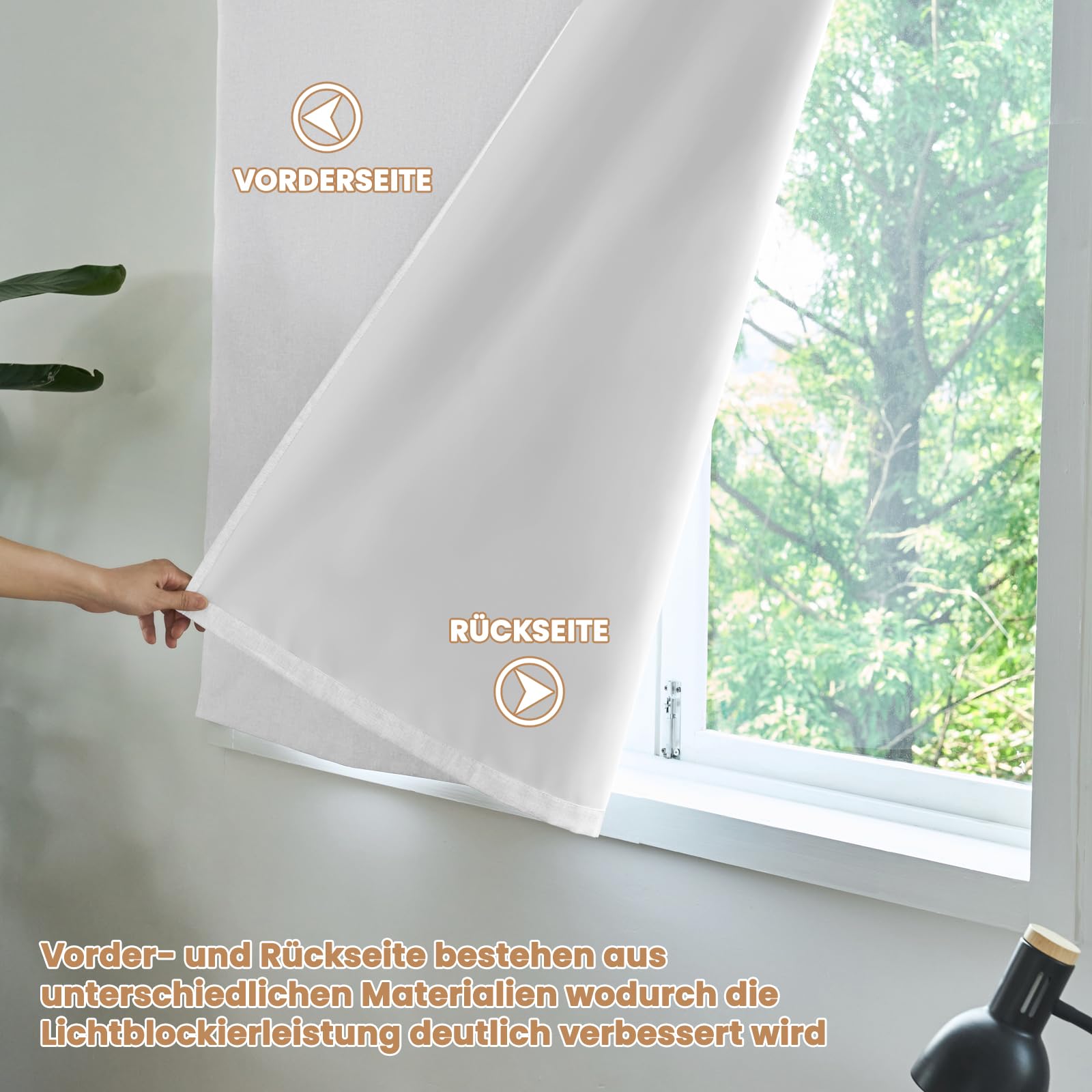 Installation facile - Rideau occultant autocollant - 100 % opaque - Protection temporaire contre la chaleur - Pour fenêtre - Rideau portable pour chambre à coucher et caravane (gris-blanc - H 203 x l