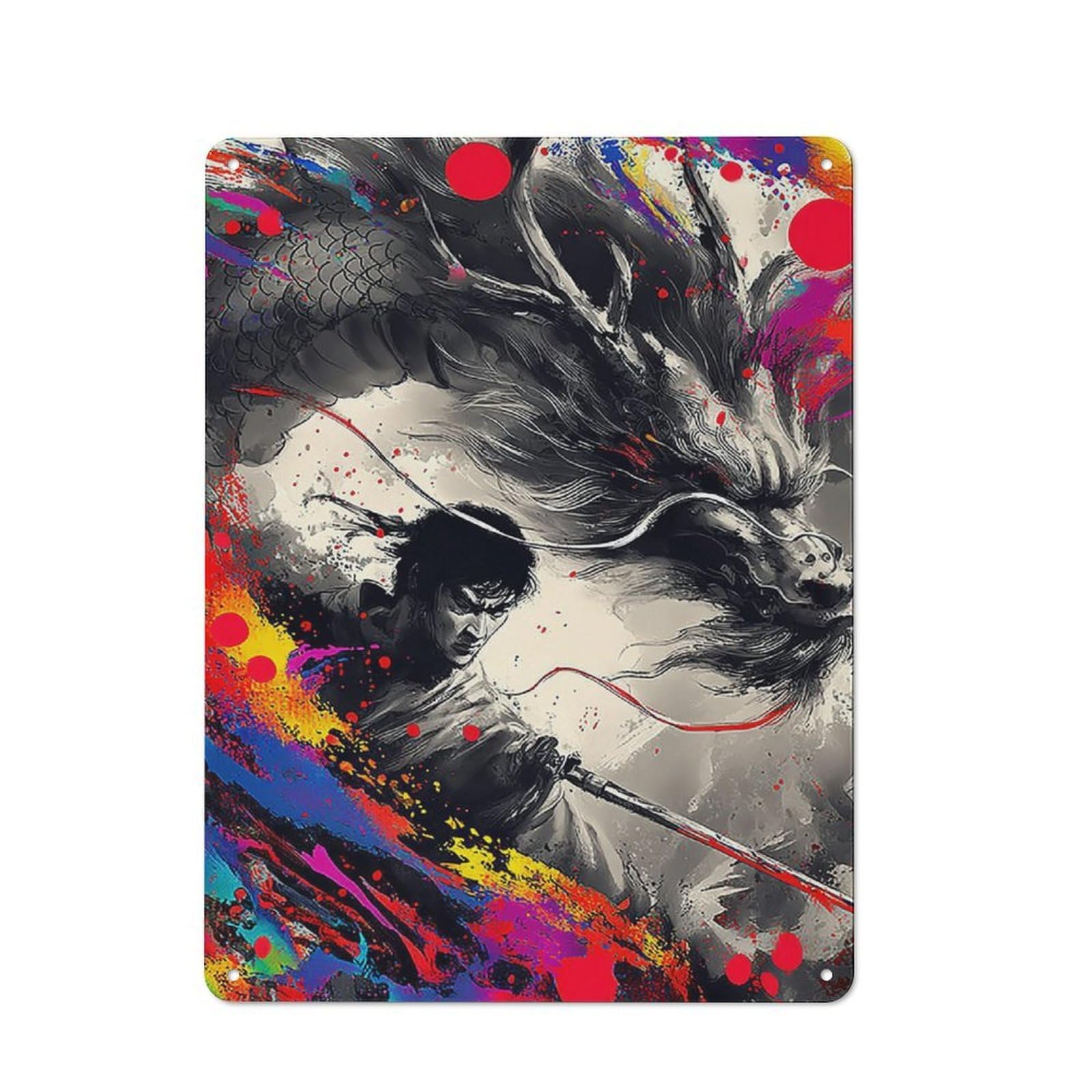 Junmoney Dragon's Breath A Mythical Encounter Classic Metal Wall Decor 40X30cm, Decorative Tin Plaque For Cafe, Pub, Workshop Or Home Bar