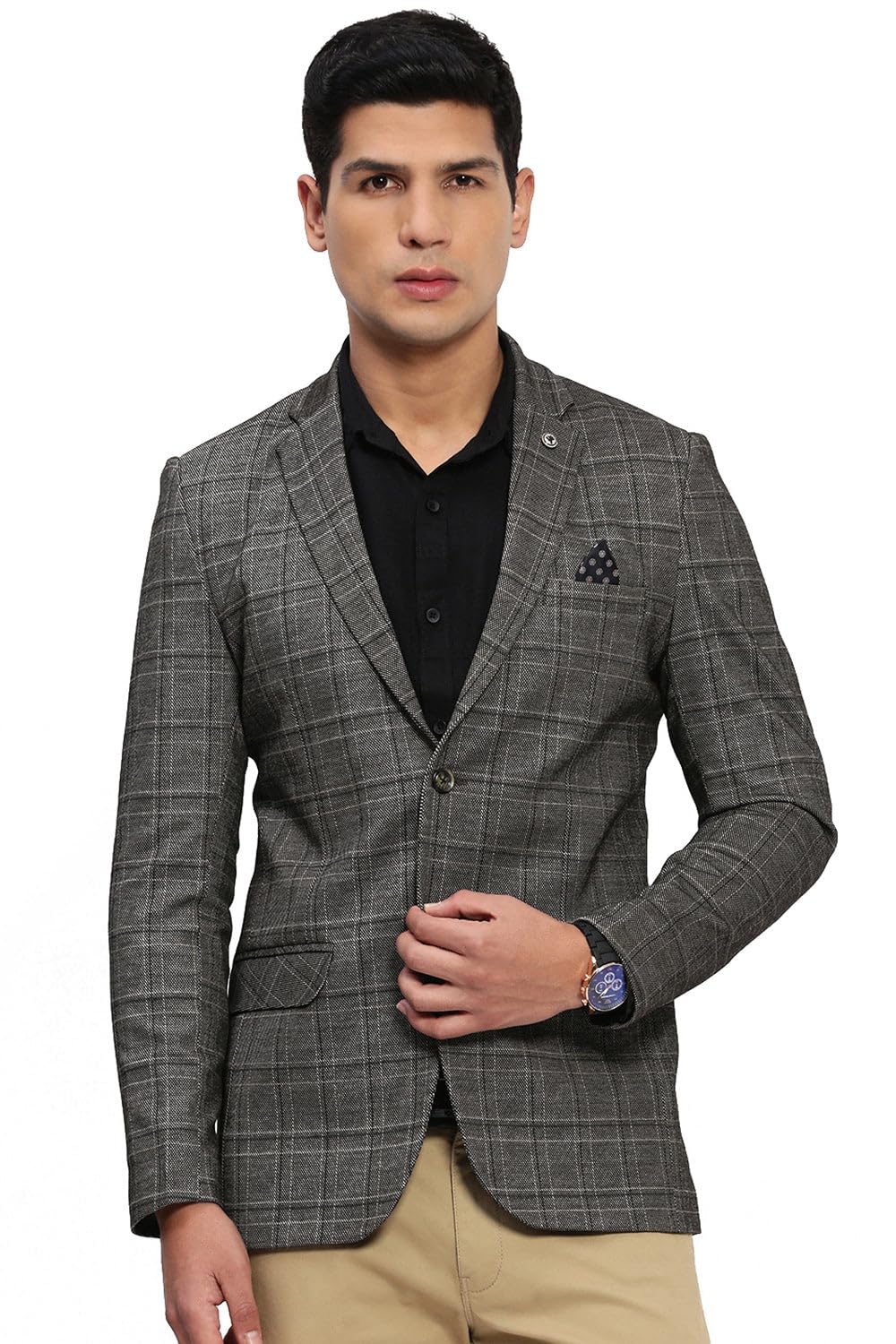 showoffff SHOWOFF Men's Grey Checked Single Breasted Blazer-LBR-2412-2_Grey-picture-30