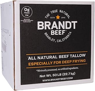 Brandt Beef Tallow – 100% Pure Beef Tallow for Cooking | 800 oz (50 lb)Tub Beef Tallow for Deep Frying | High Smoke Point | No Additives or Preservatives | Sustainably Sourced | Family-Owned Ranch USA