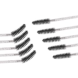Elisel 100pcs Disposable Mascara Brushes with Container, Mascara Wands Makeup Brushes Applicators Kits for Eyelash Extensions and Eyebrow Brush (Crystal Black)