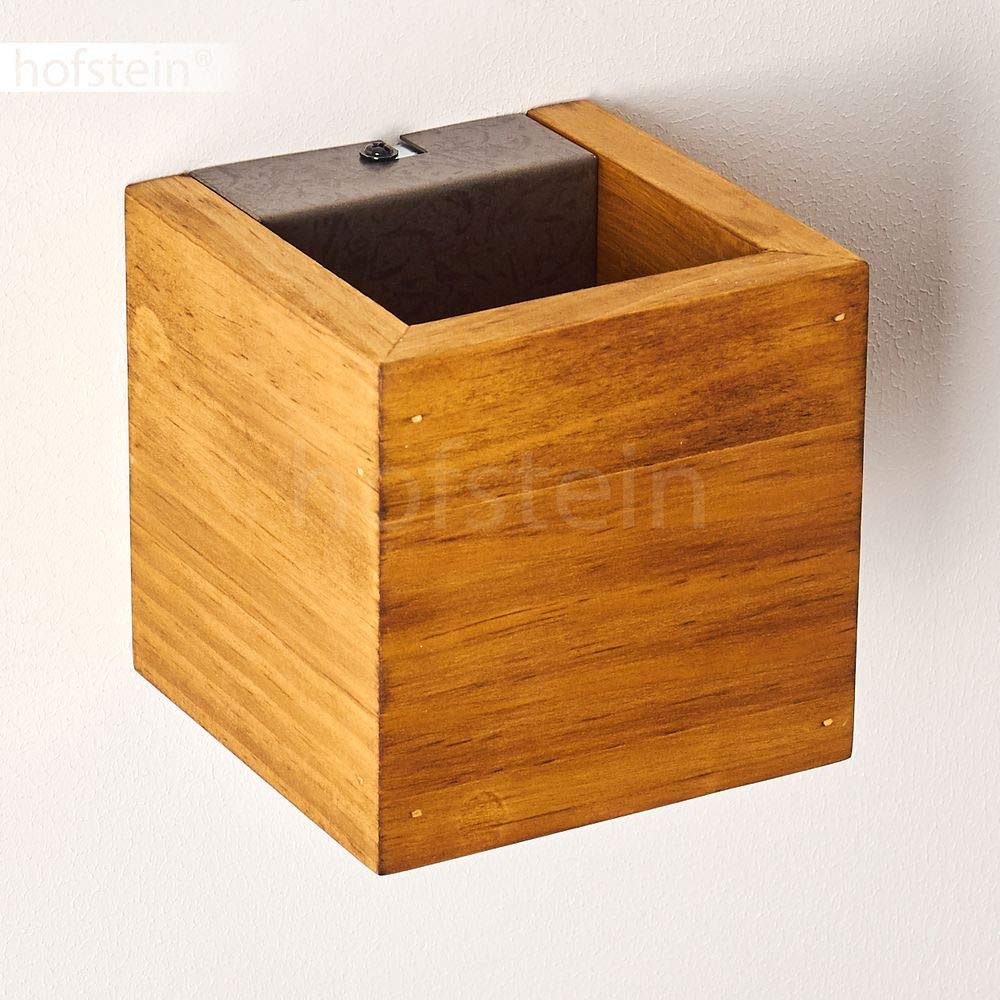 HOFSTEIN LED Wandlampe Adak, dimmbare Wandleuchte aus Holz/Metall in Braun/Grau, längliche Innenwandleuchte mit Up&Down Effekt, 4,3 Watt, 430 Lumen, 3000 Kelvin, Wohnzimmer, Schlafzimmer, Flur