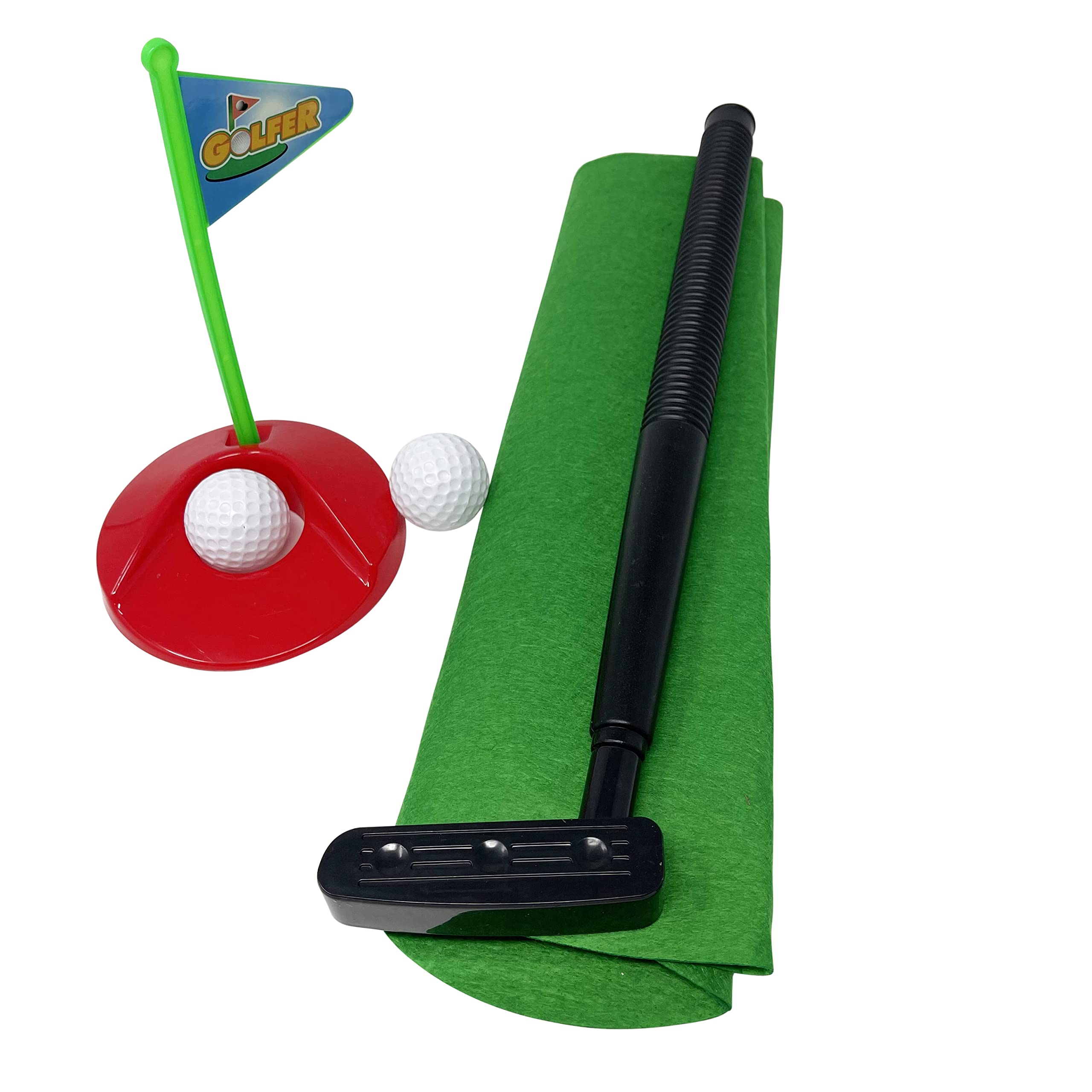 Toilet Time Potty Putter Set - Divertente mini gioco da golf per il bagno, divertente regalo per uomini, amanti del golf e feste in ufficio, gioco da bagno con mazza, palle, tappetino verde e bandiera