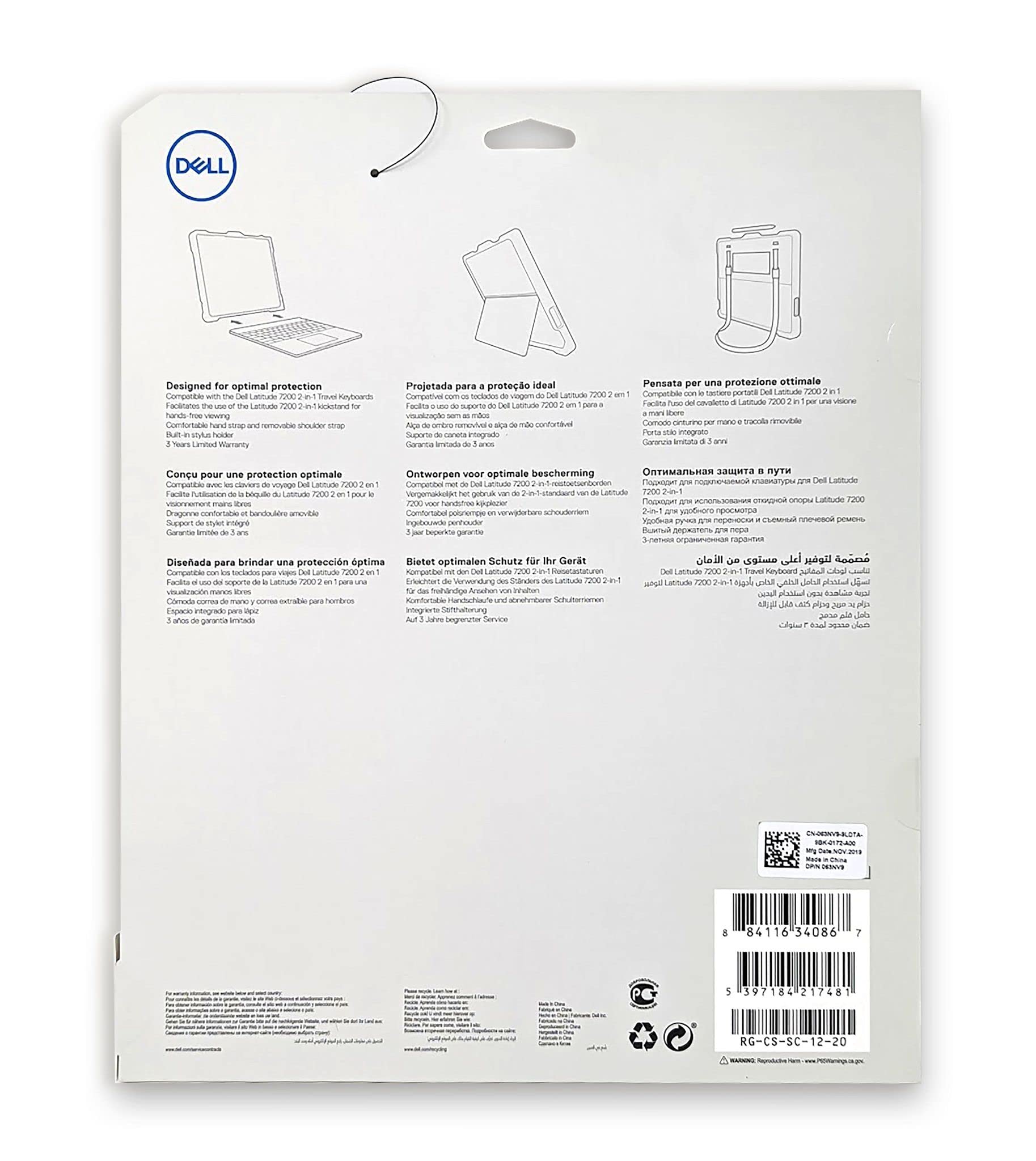Dell Tablet PC Custodia protettiva - Nero - per Latitude 7200 2 in 1