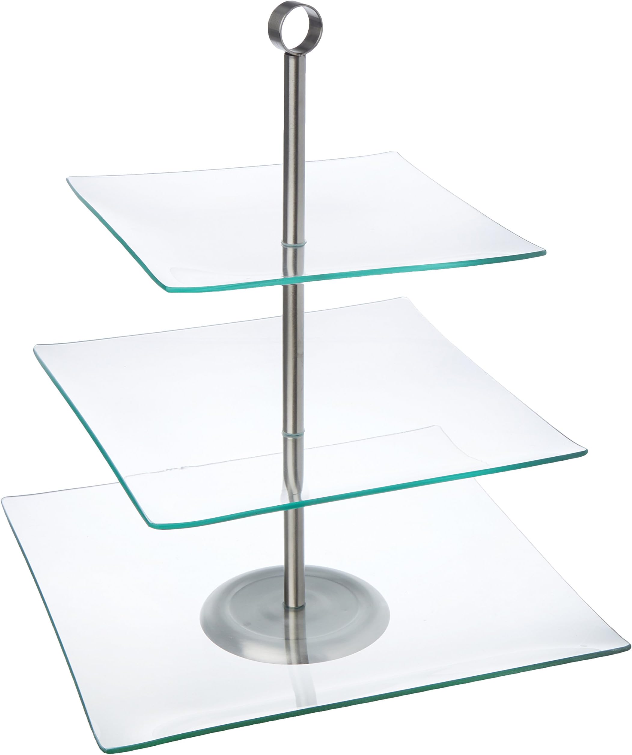 Trento Glass Serving Food Display Cake Stand (3 Tier Square)
