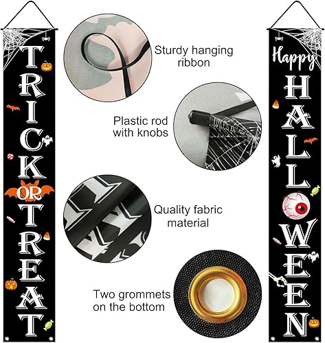 Miniatura 6 de Decoraciones de Halloween al aire libre de "Trick or Treat" ("Trick or Treat" Happy HALLOWEEN) cartel para porche, decoración de puerta de Halloween