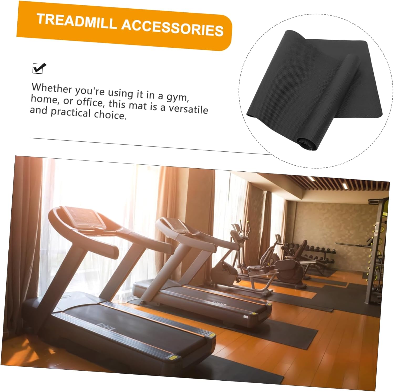 GANAZONO Heavy Duty Treadmill Pad Mat Exercise Equipment Mat Small Rubber Floor Protector for Home Fitness