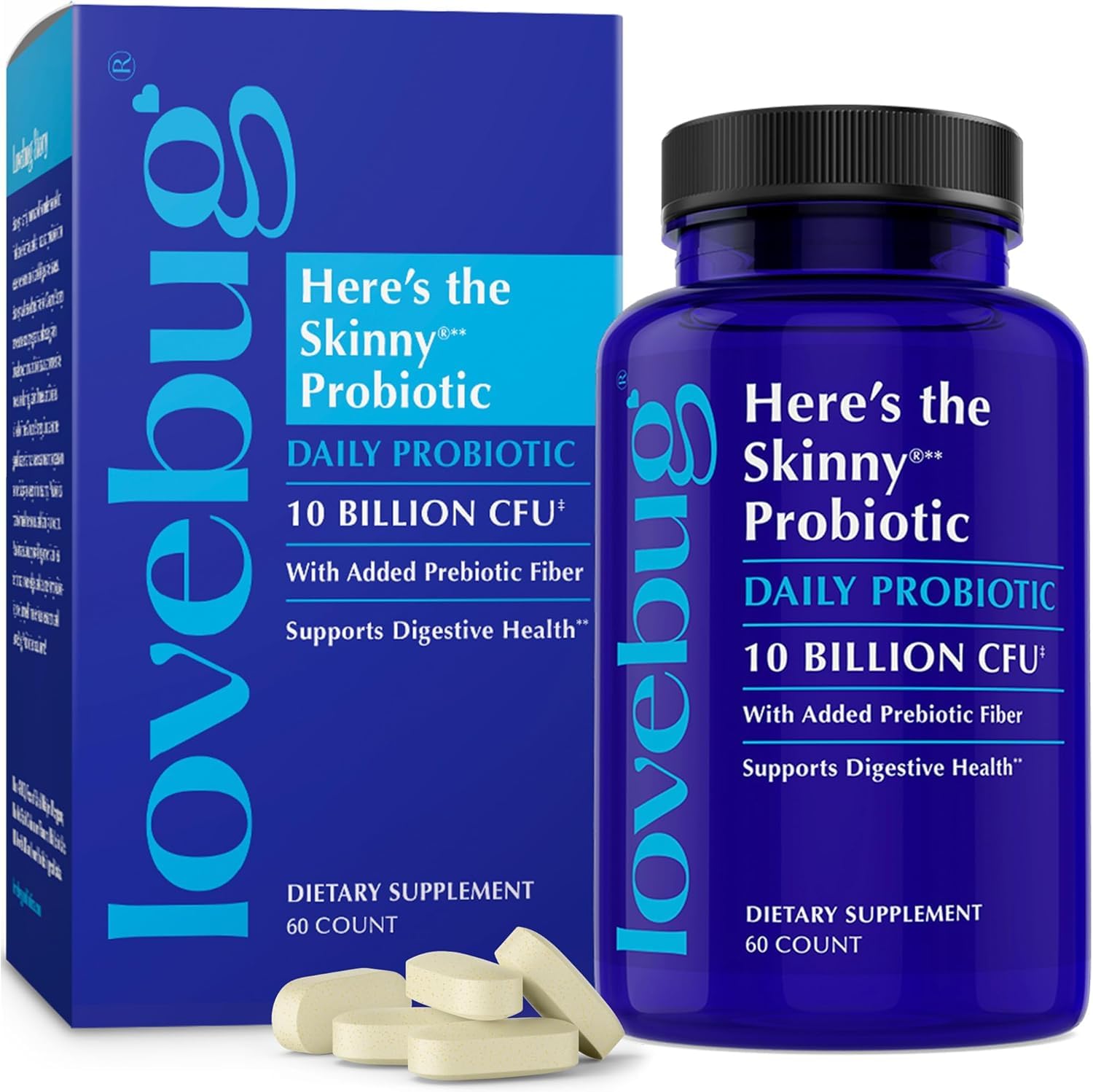 Skinny Prebiotics and Probiotics for Women Digestive Health & Immune Support - 10 Billion CFU Probiotic Strains Gut Health, Gas, Constipation & Bloating, 60ct