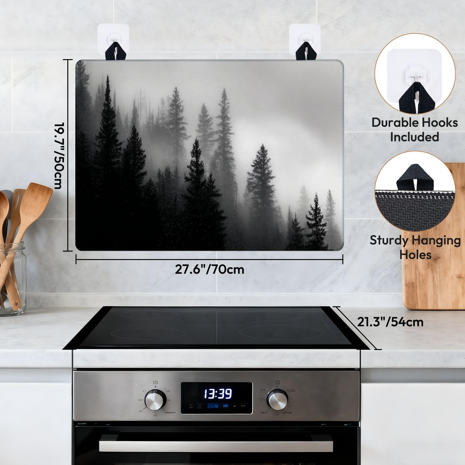 Stove Top Covers for Electric Stove Forest Mountain Valley Glass Cooktop Burner Covers Heat Resistant Protector Kitchen Decor Keep Stove Clean 28''x20''
