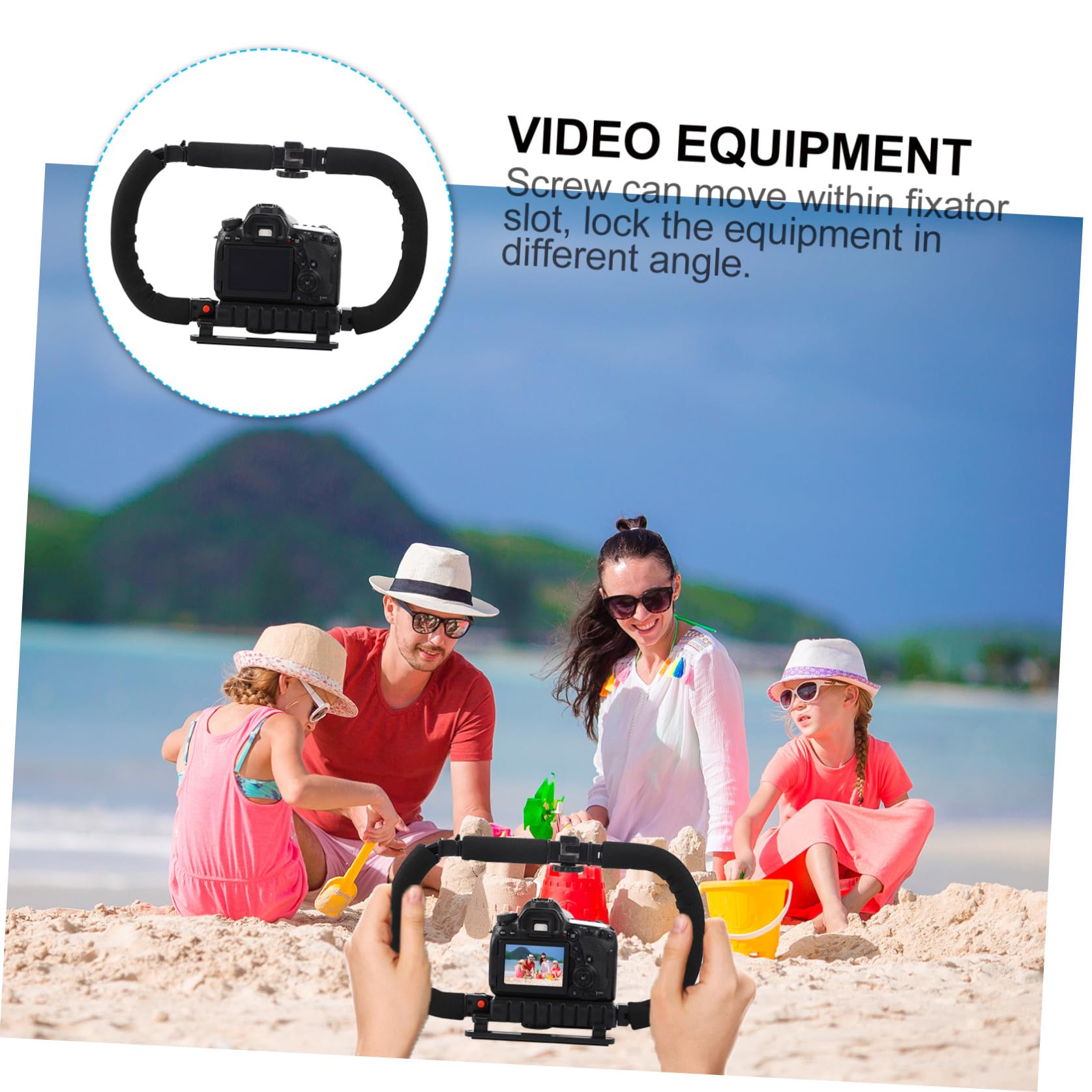 Stabilizzatore Camera Portatile Pieghevole Nero Attacco | Supporto per Smartphone e Reflex, Foro 1/4 Pollice, 3 Hot Shoe per Accessori