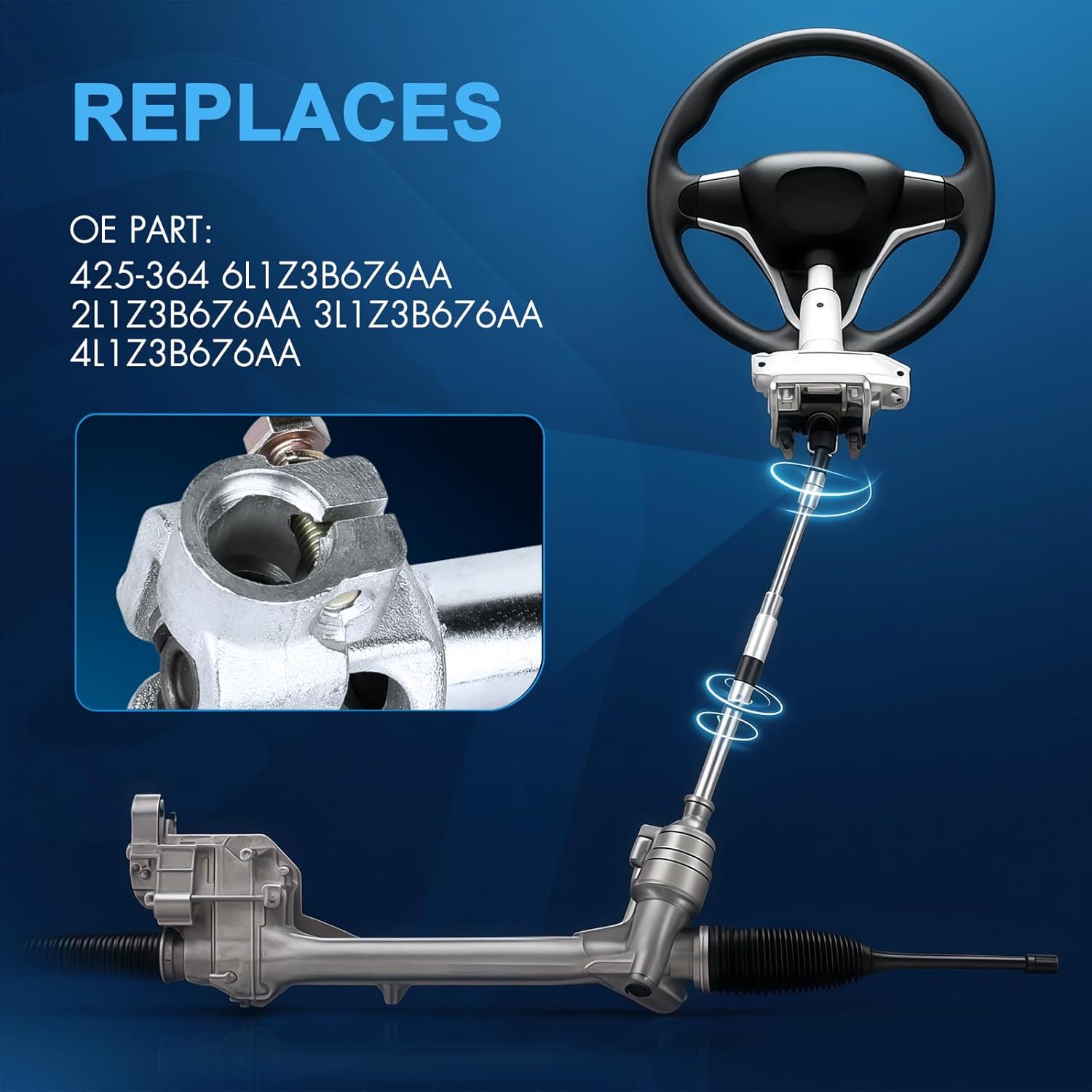 ECCPP Steering Shaft Assembly fits for Ford Expedition 2003-2006,for Lincoln Navigator 2003-2006 425-364 6L1Z3B676AA Lower Steering Shaft Column w/U Joint Coupler