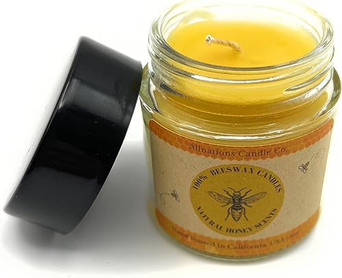 All Nations Candle Co. Vela 100% de cera de abeja cruda, hasta 20 horas, aroma a miel natural, sin humo, tapa a prueba de niños, combustión limpia,