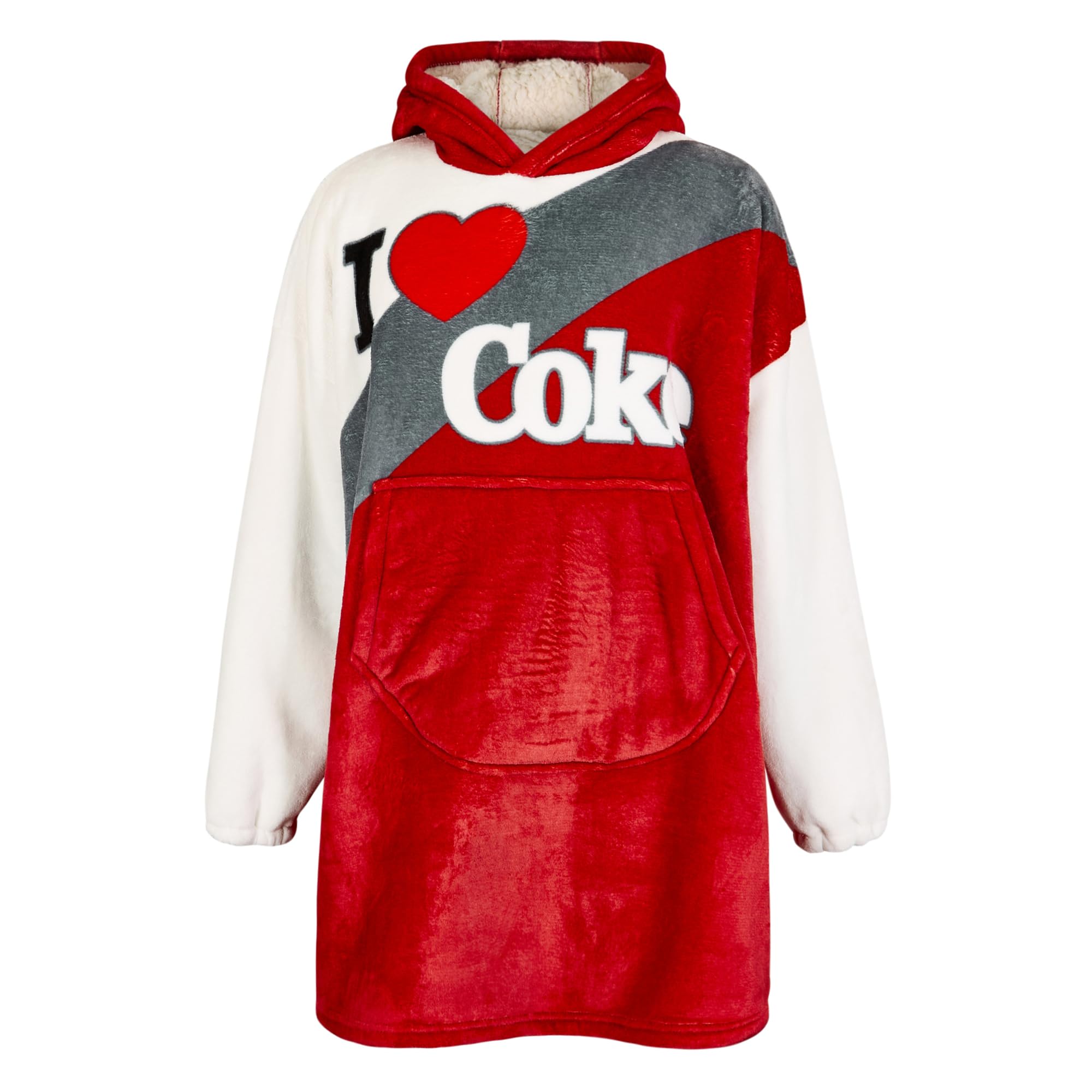 The Gift Scholars Coca-Cola Officially Licensed 'I Love Coke' Youth Oversized Sherpa Fleece Hoodie – Ultra-Soft, Cozy Wearable for Kids and Boys