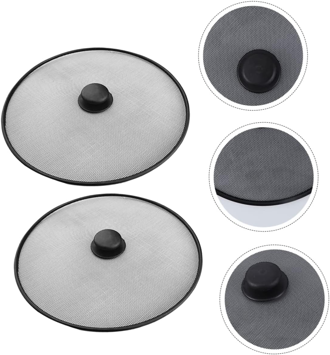 Cabilock 4pcs Stainless Steel Oil Splashing Cover Mesh Pot Lid for Cooking Grease Splatter Guard Kitchen Essential Prevents and Burns