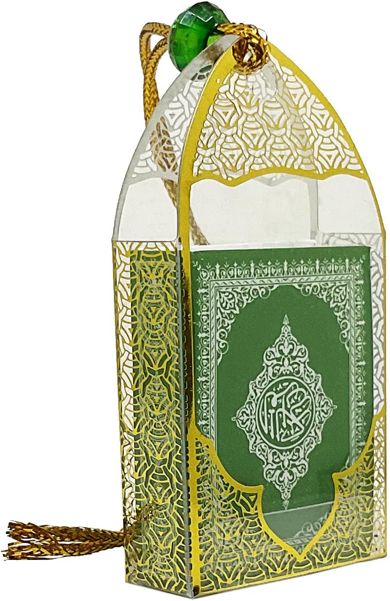 Islam Car Rear Mirror Mini Hangers - Islamic Ornament Al-Quran Ramadan Eid Muslim Car Décor Hanging Charm Decor Interior Accessories (Gold 2 - Green)