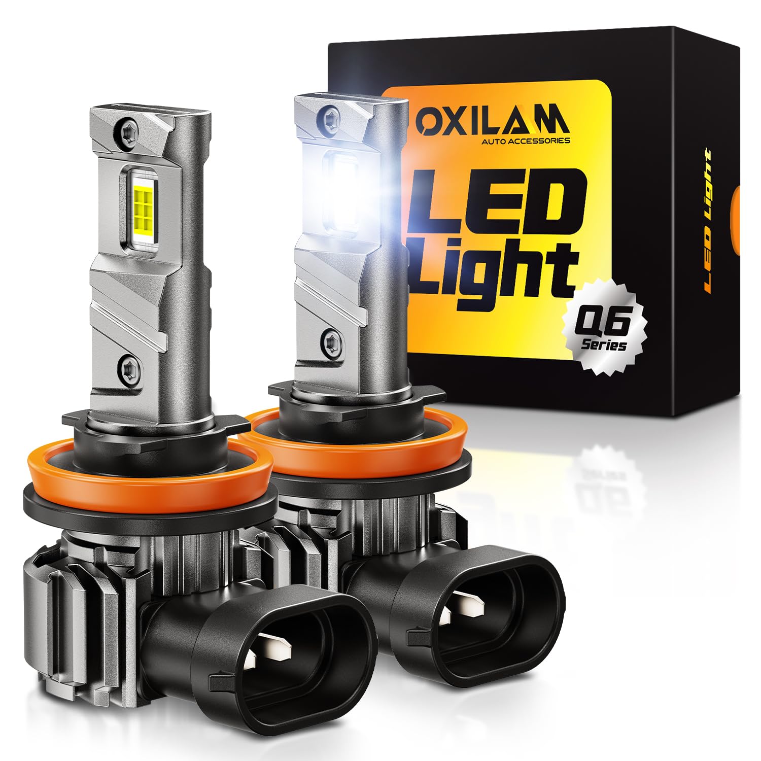 OXILAM H11/H8 LED Light Bulbs, 1000% Brighter H11 Fog Bulb, 60,000Hrs Lifespan, 3 MIN Direct Plug, IP68, Anti-Flicker LED Light for Cars Trucks SUVs, Pack of 2