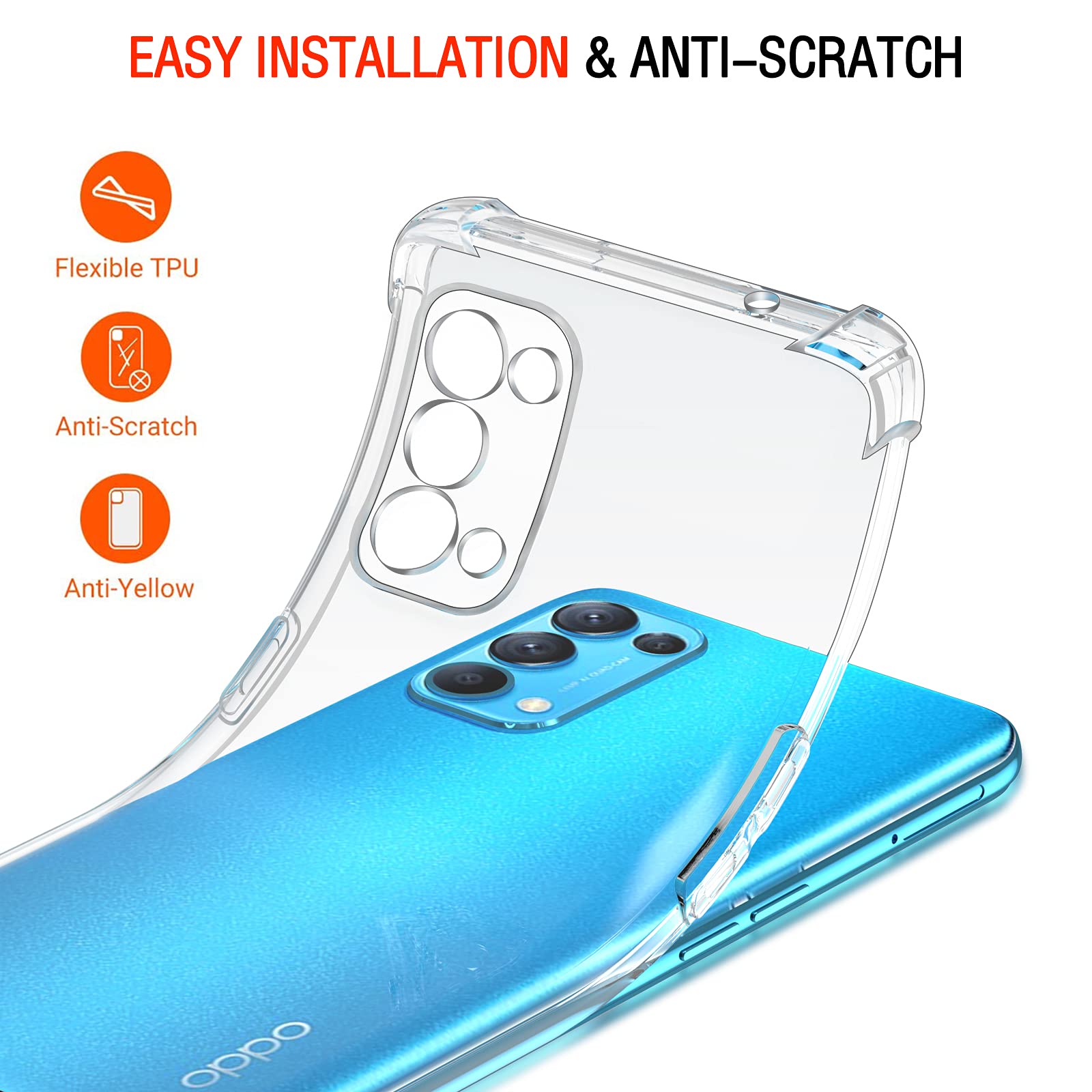 iVoler Cover per Oppo Find X5 Lite, Custodia Trasparente per Assorbimento Degli Urti con Paraurti in TPU Morbido, Sottile Morbida in Silicone TPU Protettiva Case