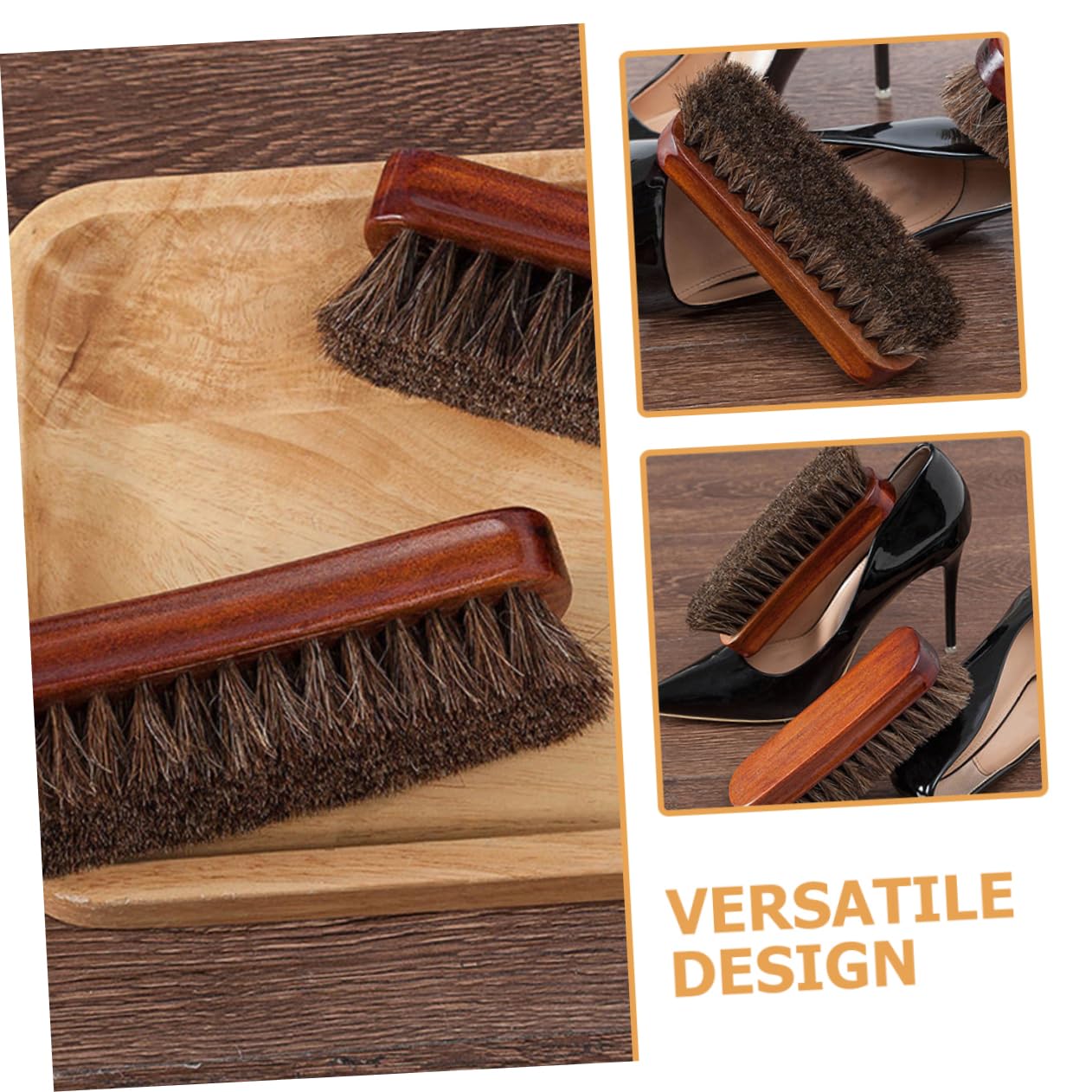 Healeved 5 Series Cepillo De Madera para Pelo De Caballo Cepillo Limpiador para Zapatos De Limpieza De Pelo De Caballo para Lavandería para Botas 2 Piezas x 5
