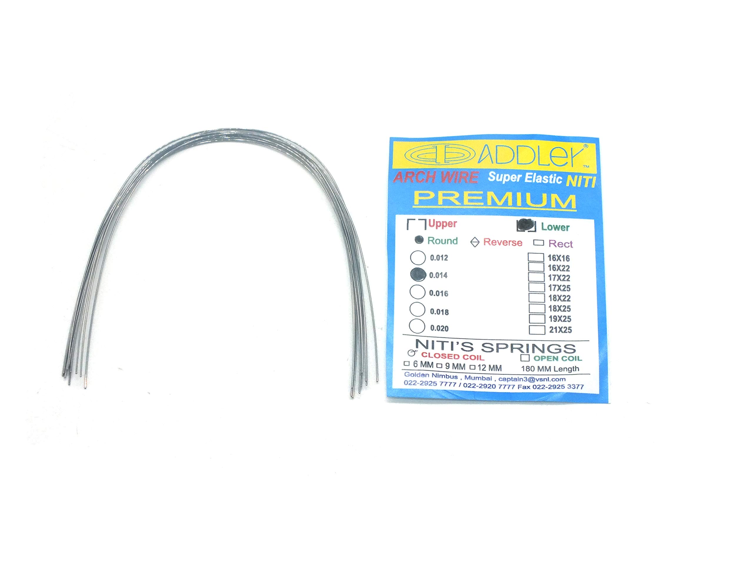 Indian Addler Ortho Dental Wire(Niti)Premium Super Elastic Ovoid Preformed Round 0.014 Lower Wires Pack Of 10 (B08Q47VDQJ) Amazon Price History, Amazon Price Tracker