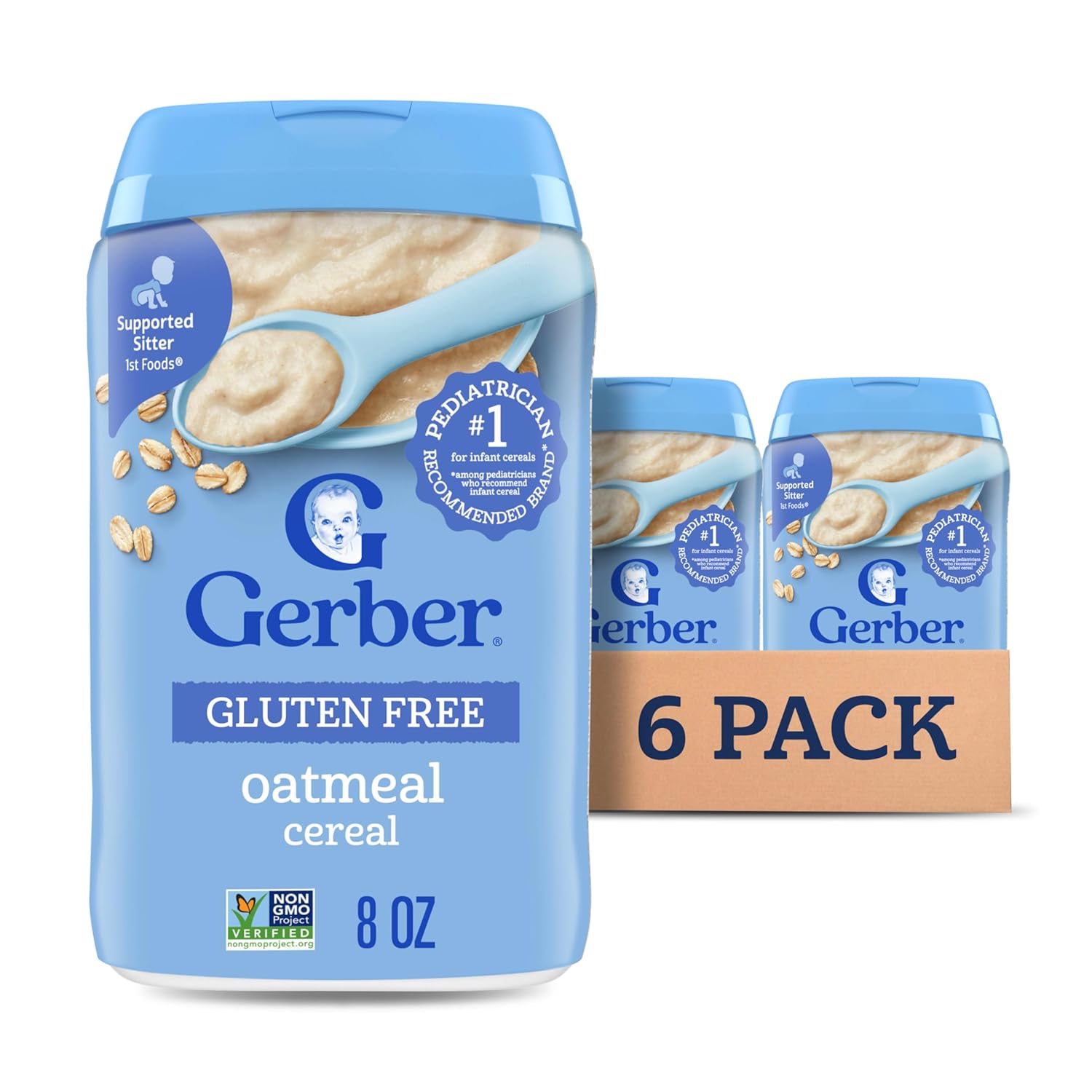 Gerber Gluten Free Oatmeal Cereal, Baby Cereal Stage 1, Whole Grains, Infant Cereal, 6PK - Image 1 of 9