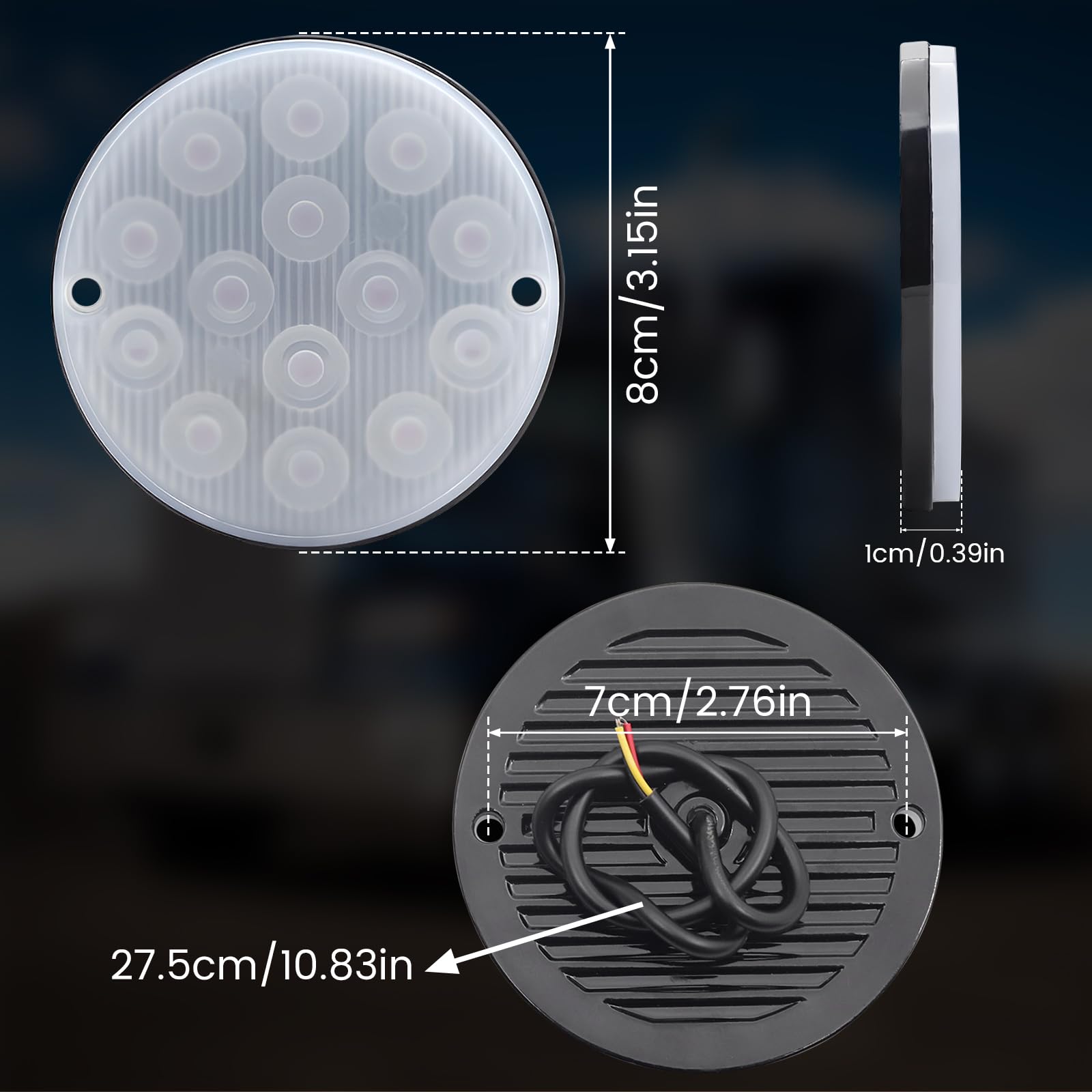 Ygmylandbb14led Luz de posición lateral LED Lámpara de posición lateral para remolque de 14 LED, luz de advertencia de posición lateral para autocaravana y camión ligero, 2 unidades (blanco)