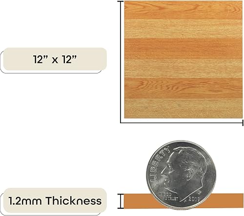 Miniatura 47 de Tivoli - Azulejos de vinilo autoadhesivos, 45 azulejos de 12 x 12 pulgadas, madera gris ceniza, despegar y pegar, suelo de bricolaje para cocina