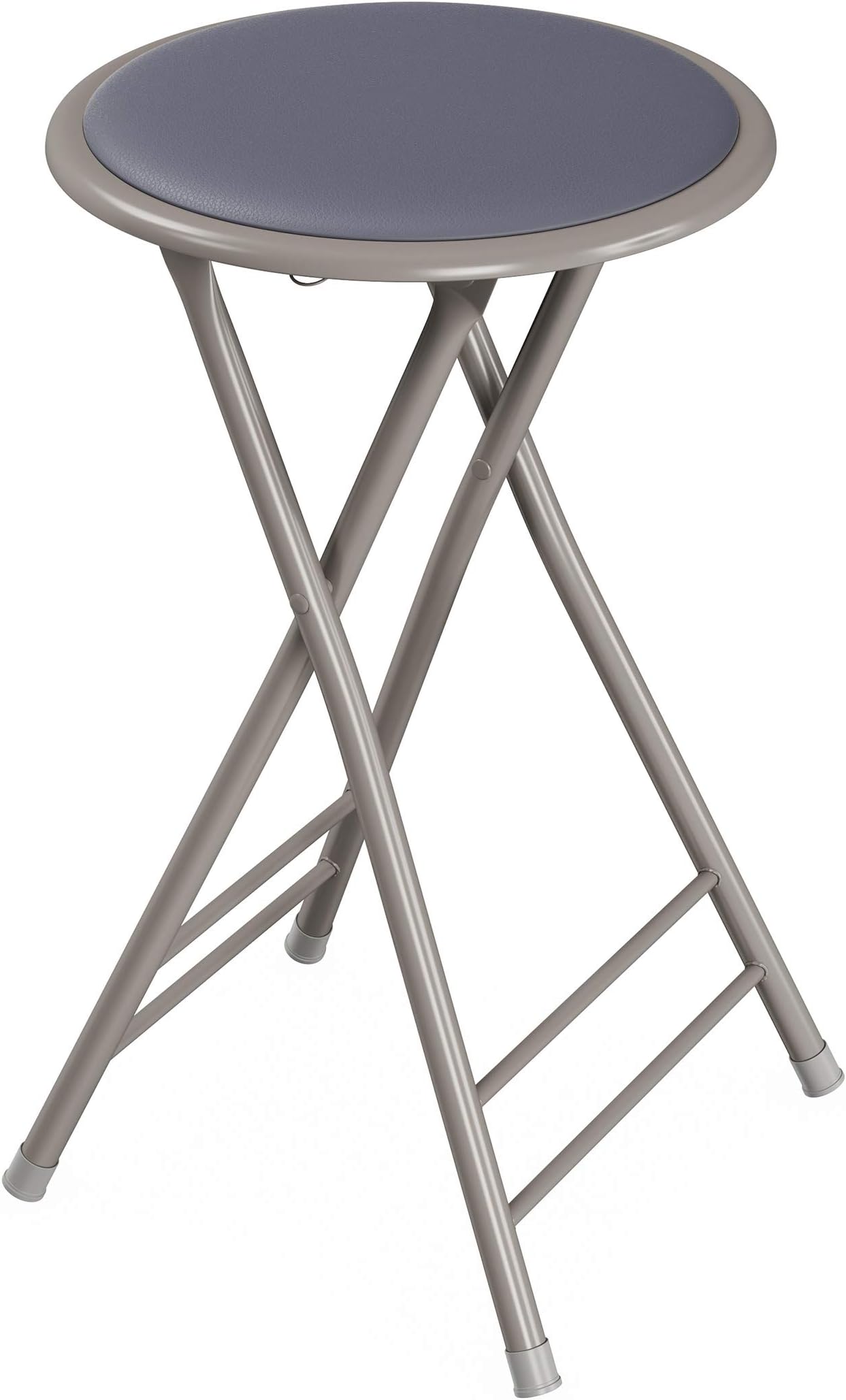 Lavish Home Folding Stool - Backless 24-Inch Stool with 225lb Capacity for Kitchen or Rec Room - Portable Indoor Counter Bar Stools (Gray)