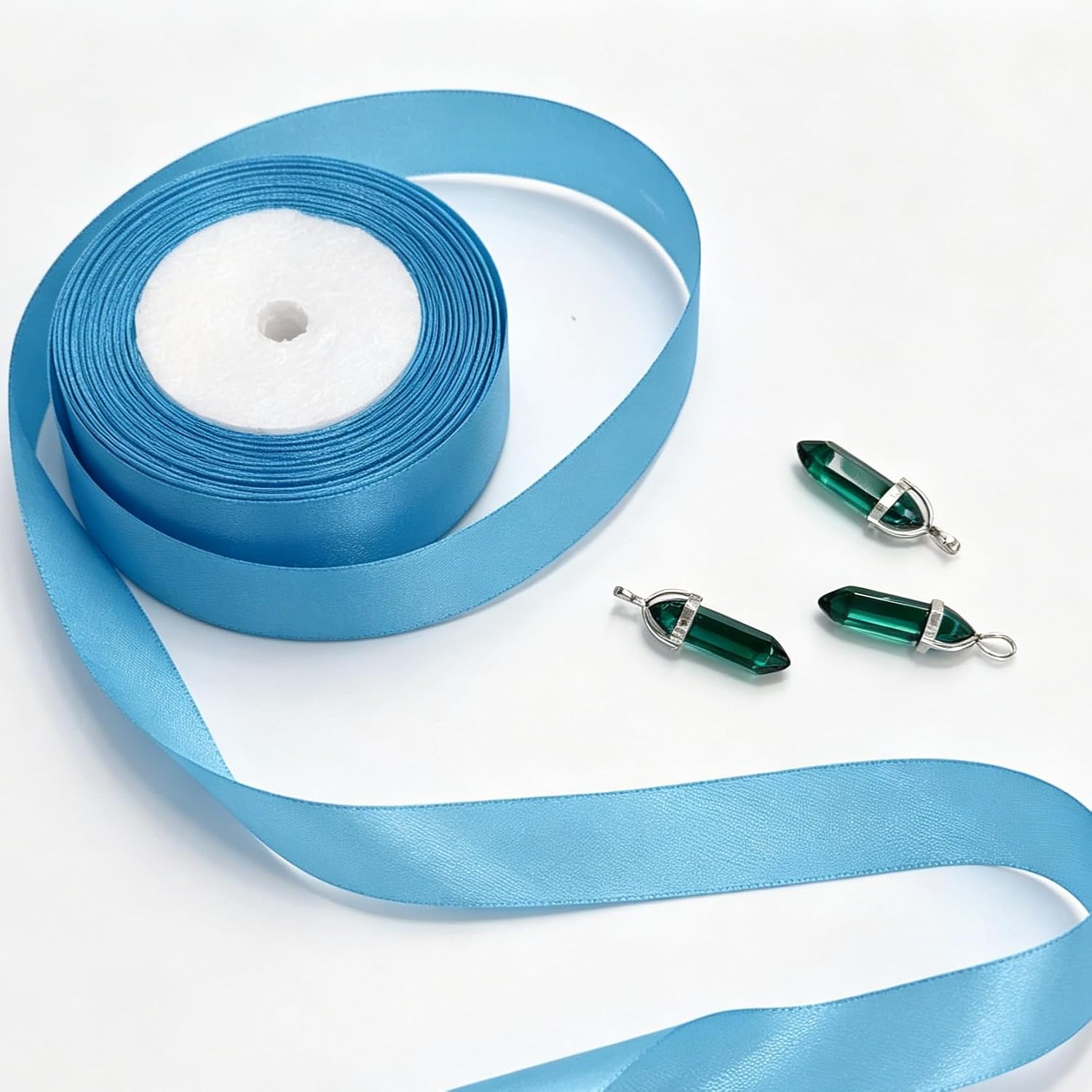 24. Soothing Floral Arrangement Supplies with Sky Blue Streamers and Refreshing Green Crystals for Wellness Arrangements