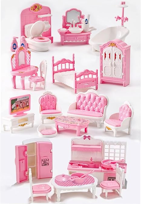 35 Pcs Dollhouse Furniture Accessories Set Mini House Furniture Small Dollhouse Miniature Furniture Play House Accessories 1:12 Tiny Kitchen Bedroom LivingRoom Bathroom Boy Girl Toddler3Y+ (A Set)