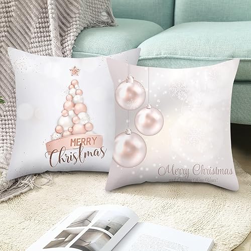 Miniatura 3 de Wtosuhe Juego de 4 fundas de almohada navideñas de 18 x 18 pulgadas, fundas de almohada decorativas de Navidad de granja, decoración del hogar para