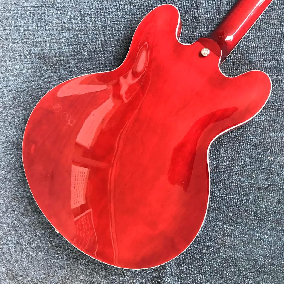 Chitarra elettrica Custom Red Jazz 335 con tastiera in palissandro e accessori cromati - Guitarra Electrica professionale personalizzata