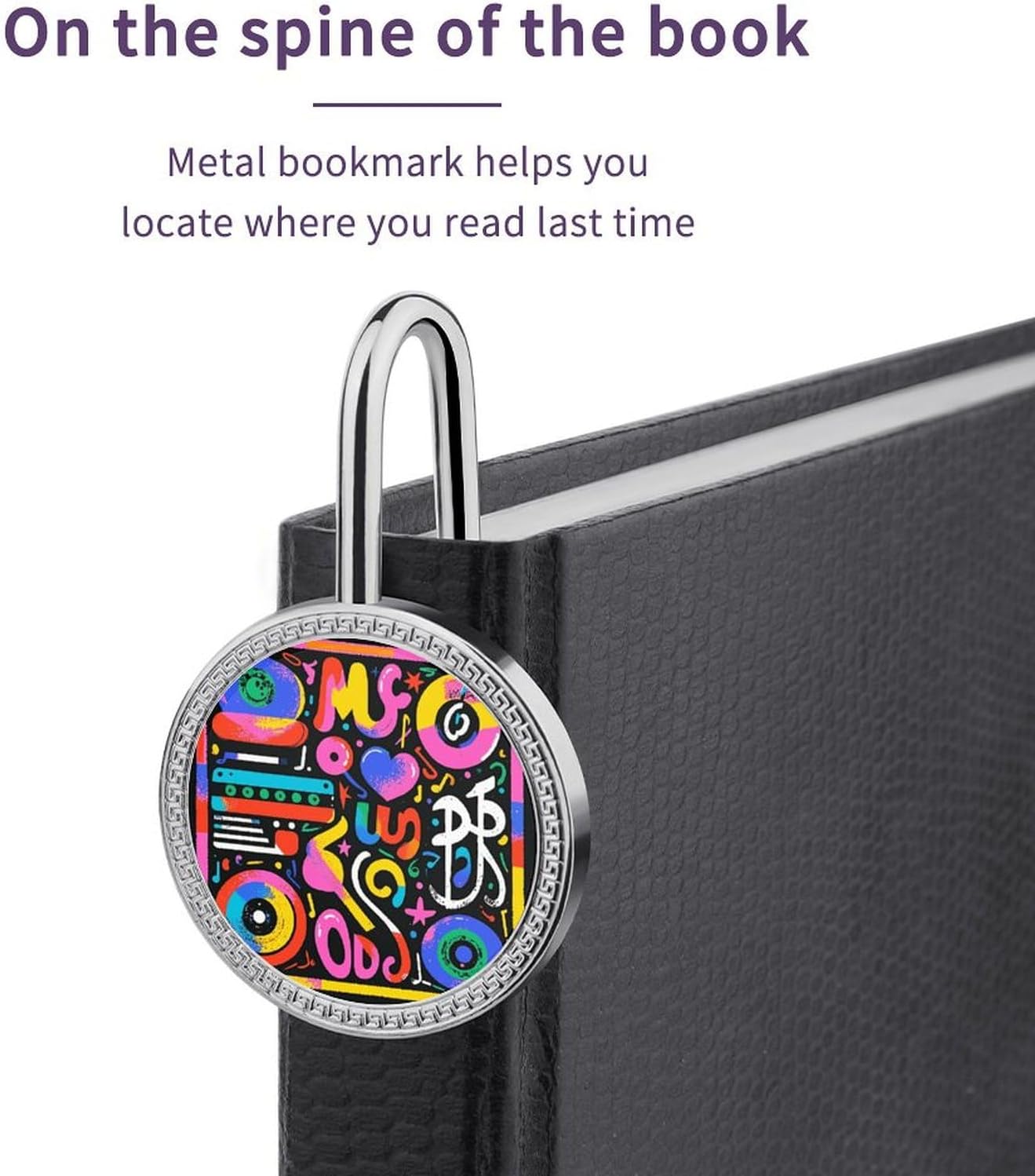 Stainless Steel Book Mark Metal Bookmark Music Graffiti Style Personalized Bookmarks Funny Bookmarks Hook Book Clip Reading Supplies for Bookworm Bookmates Book Lovers Gift 1.2" image 4