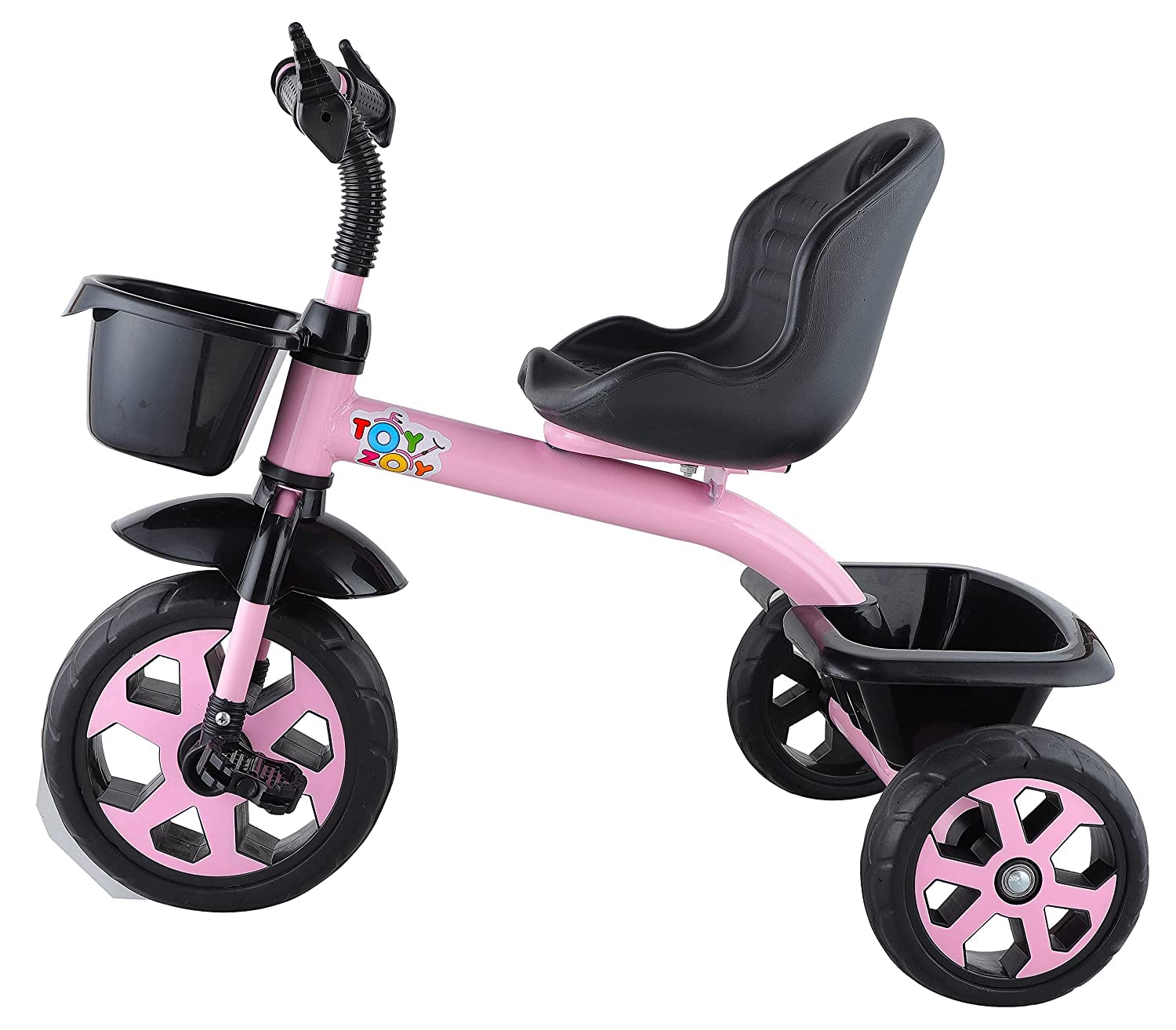 JoyRide Stylish Sports Trike Push & Plug Baby Trike| Tricycle with Dual Storage Basket for Kids| Boys| Girls Age Group 2 to 5 Years (Pink) 3