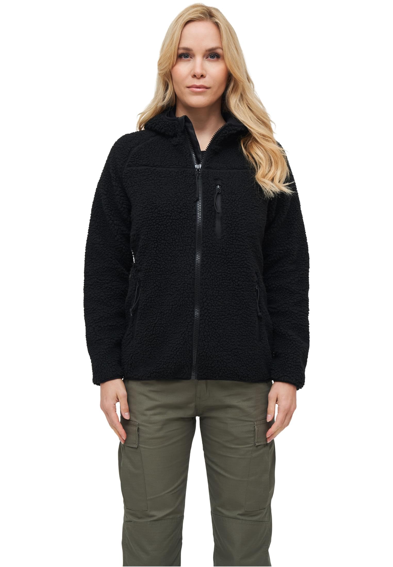 Brandit Ladies Teddy Fleece Jacket Donna Giacca In Pile mimetico bosco