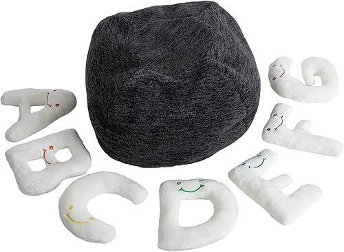 Alphapals Juguetes educativos del alfabeto  Juego de 26 piezas de colores cremosos, letras rellenas grandes de 11 pulgadas en bolsa de felpa