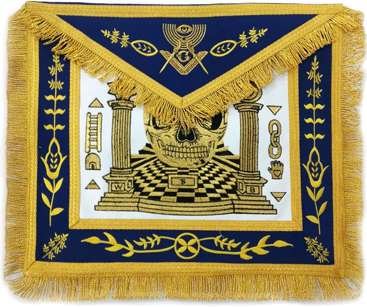 Master Mason Blue Lodge Apron - Gold Machine Embroidery