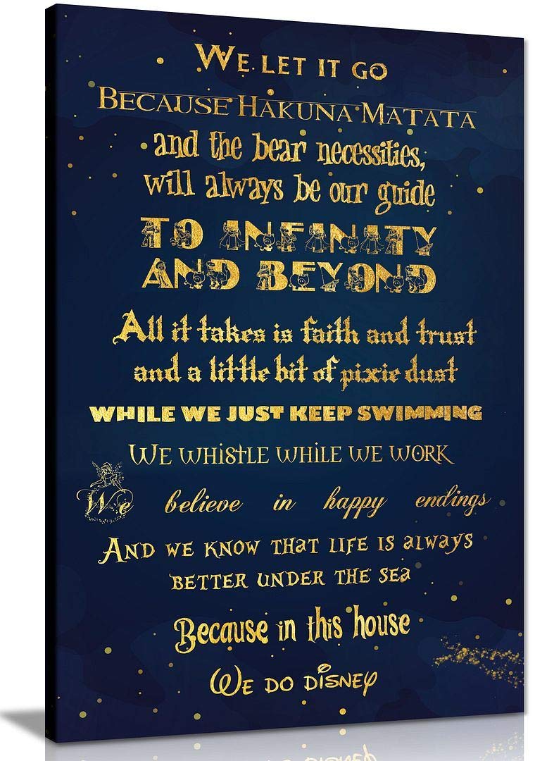 We Do Disney In This House Quote Canvas Wall Art Picture Print Home Decor (12x8in)