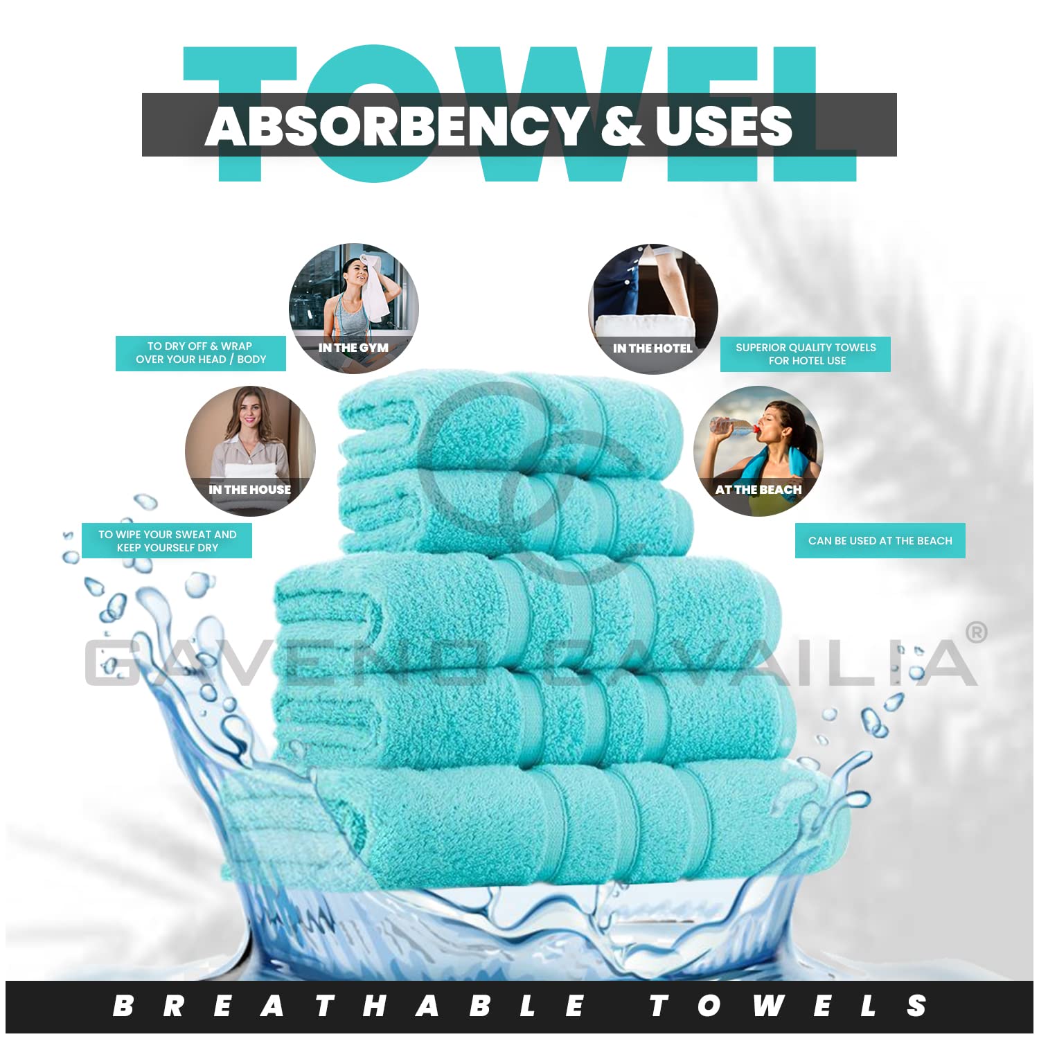 550 GSM Hand Towels, Pack of 2, Egyptian Cotton Towel, Highly Absorbent & Quick Dry Bathroom Towels Sets - Image 3