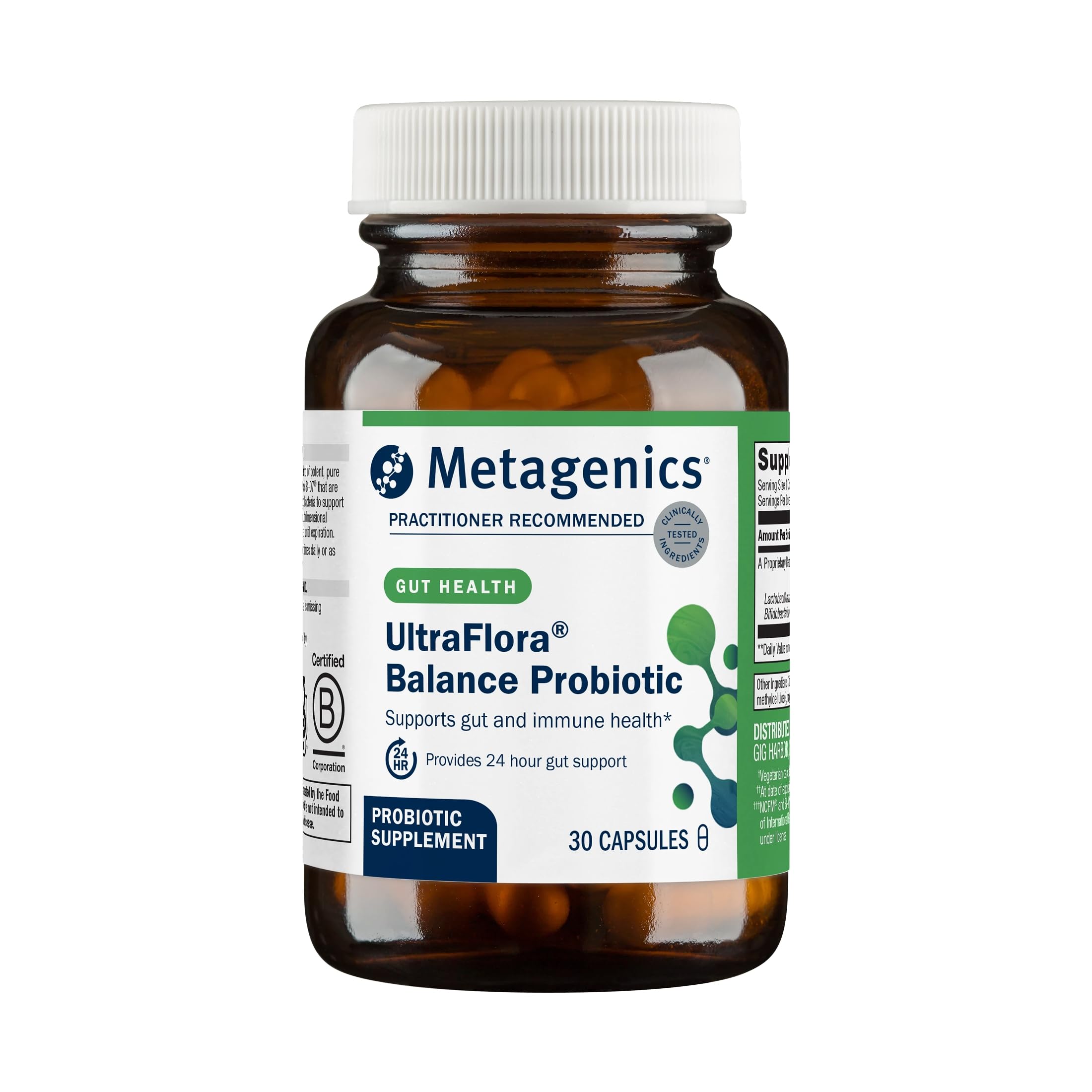 Metagenics Probiótico com B. lactis Bi-07 e L. acidophilus NCFM, 15 bilhões de UFC, 30 cápsulas