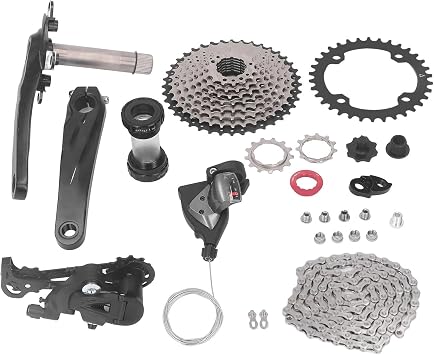 GLOGLOW Bicycle Speed Flywheel, Full Set of 10-Speed Groups, Multilayer Coating, Wide Compatibility for Mountain Bikes 34T Chainring