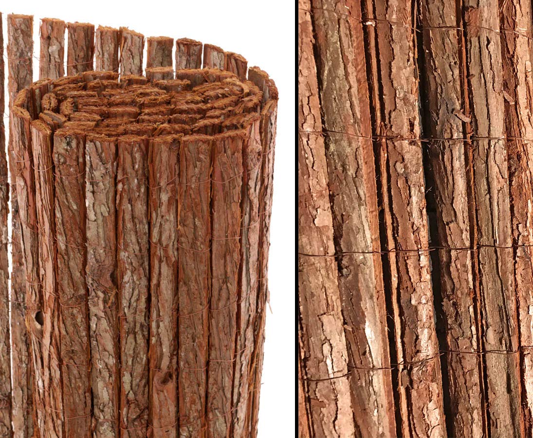 Rindenmatte Country mit doppelten Rindenstreifen von bambus-discount.com 200 x 300cm - Hohe Baumrinden Sichtschutzmatte 2m x 3m