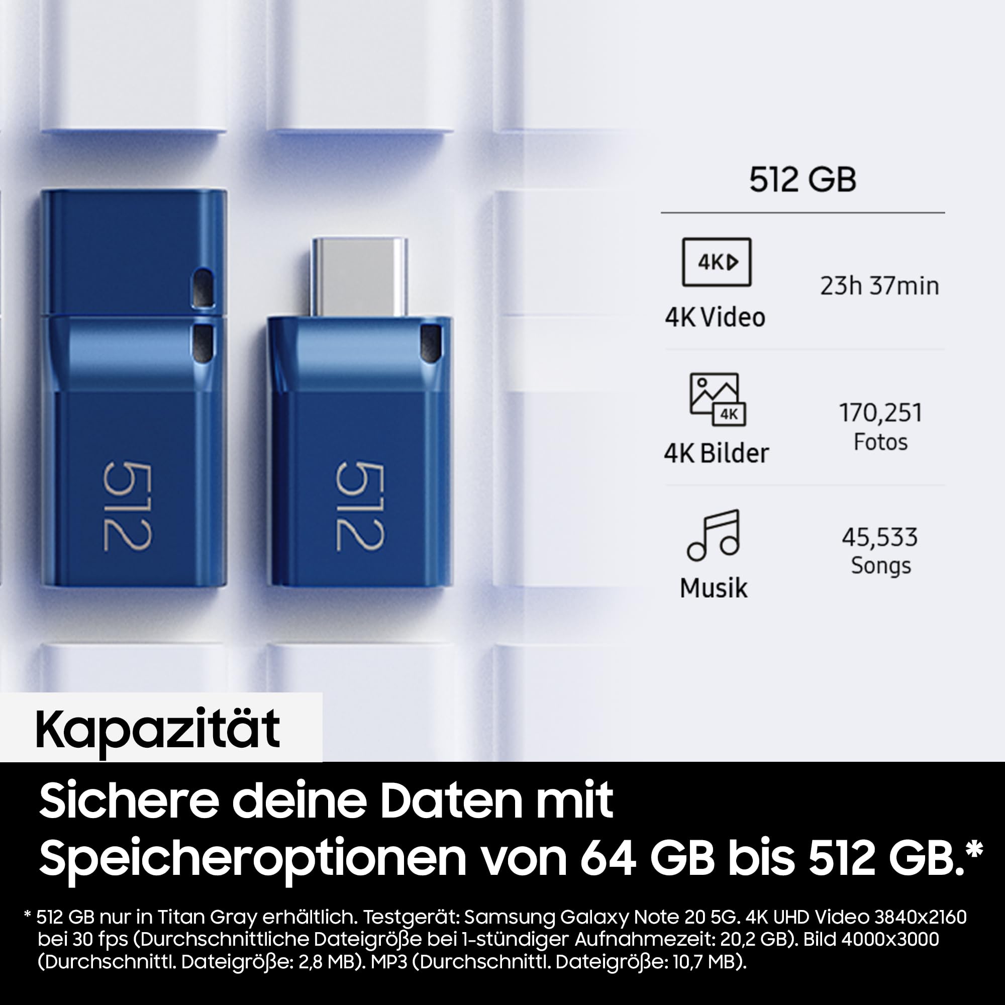 Samsung USB-Stick 128 GB USB 3.1 400 MB/s Lesen 60 MB/s Schreiben MUF-128DA/APC Blau